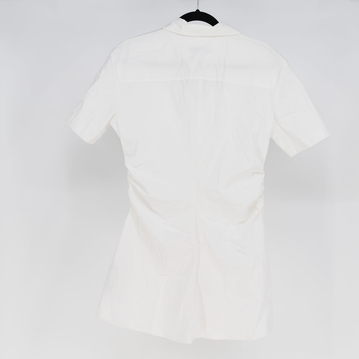 NEW Zara Cotton Pipeline Collared Button Down Mini Shirt Dress White Medium