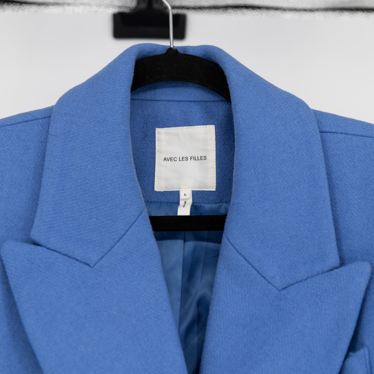 Avec Les Filles Wool Blend Felt Pea Coat Jacket Silverlake Blue Large