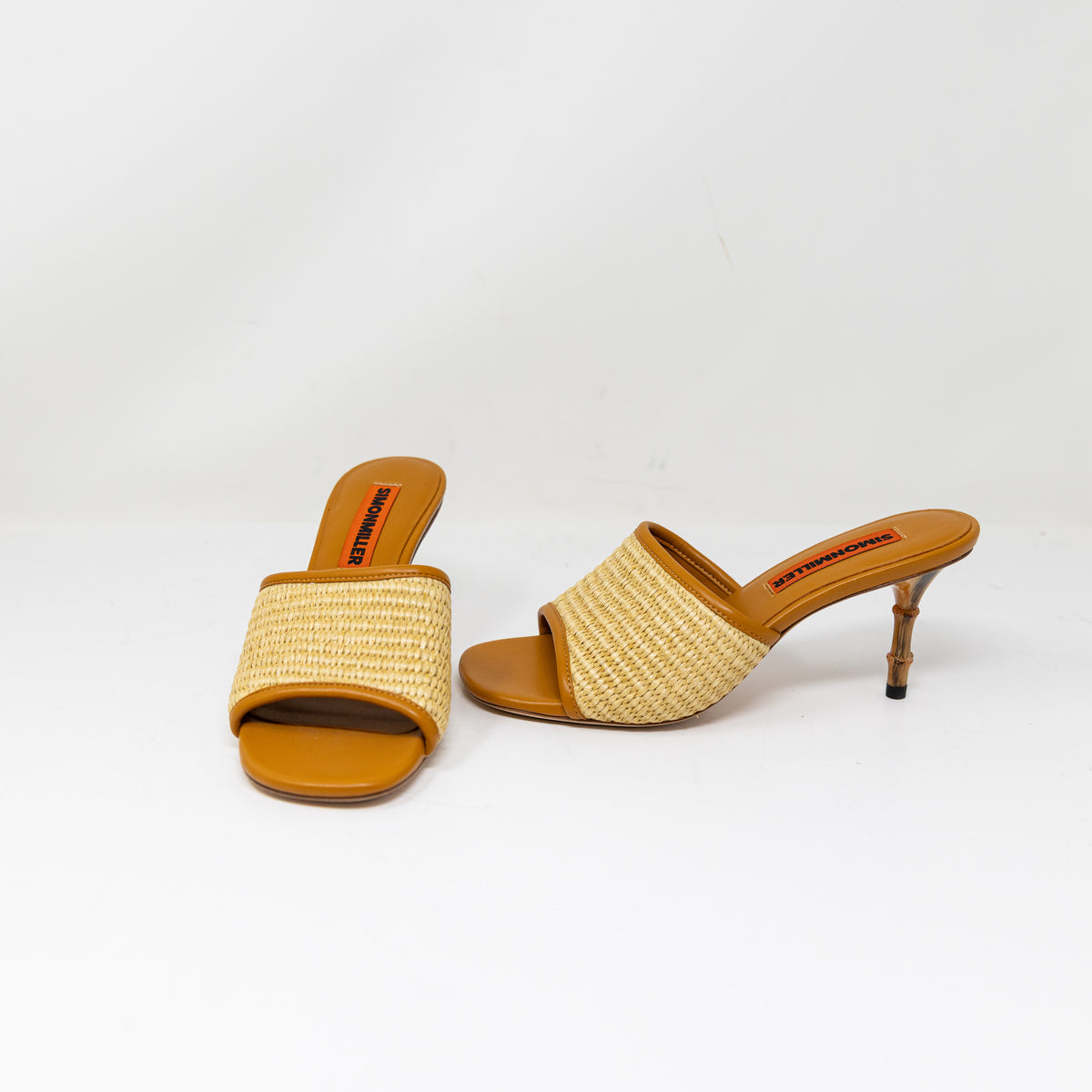 NEW Simon Miller Playa Bamboo Geometric Raffia Woven Open Toe Sandal Heels Shoe