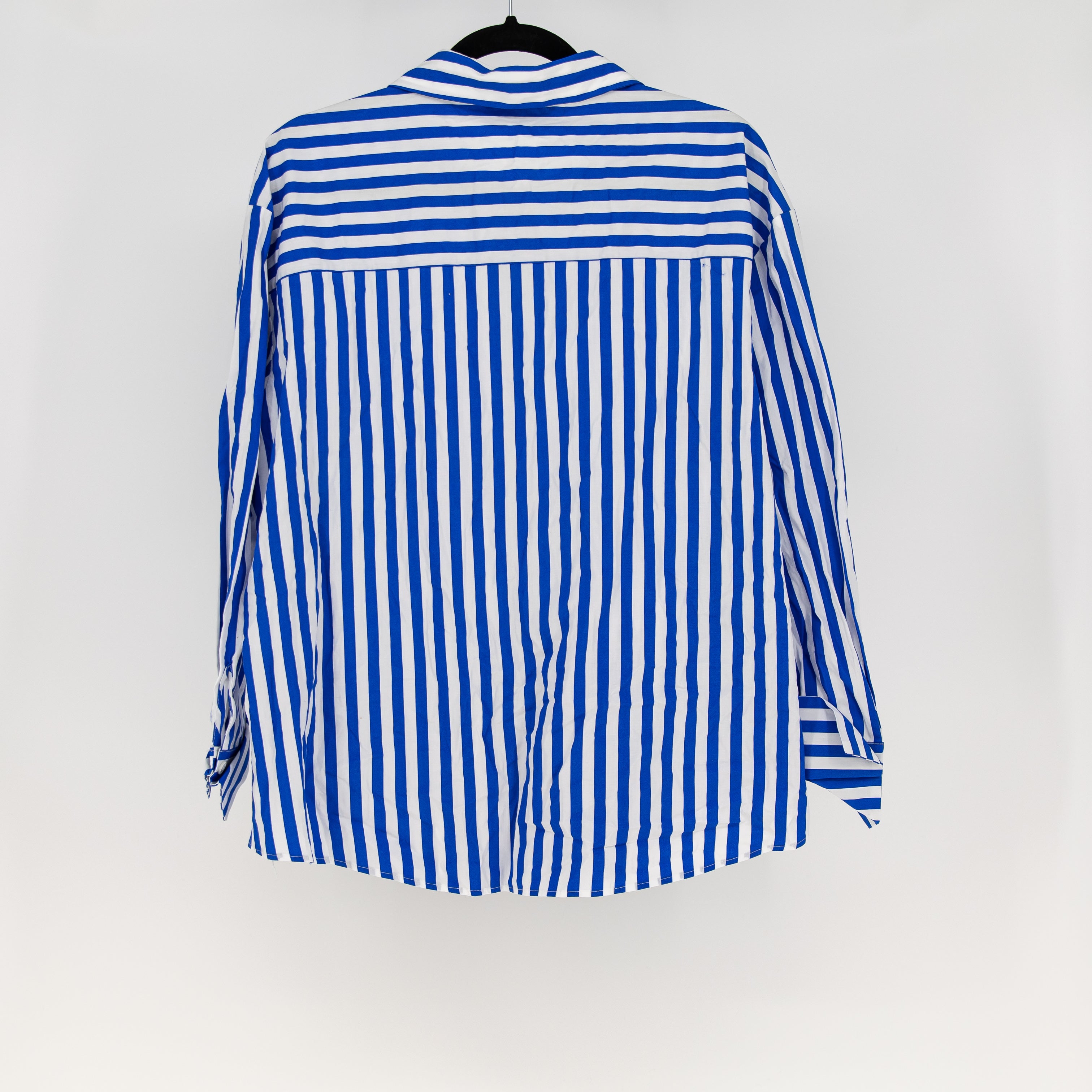 NEW Zara Blue White Stripe Print Pattern Collared Button Down Long Sleeve Shirt