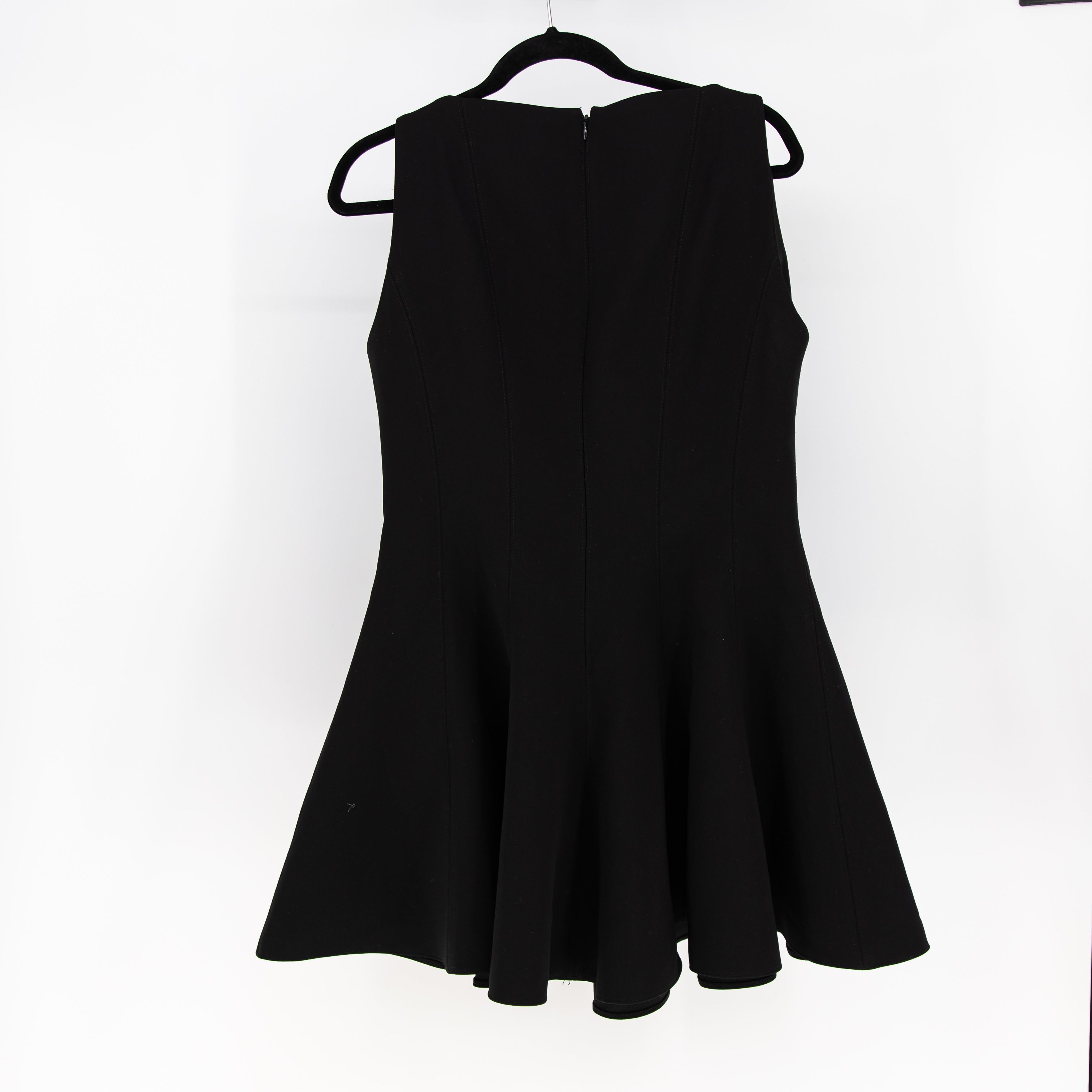 NEW Zara Pleated Sleeveless Boat Neck Skater Twirl Mini Dress Black XL
