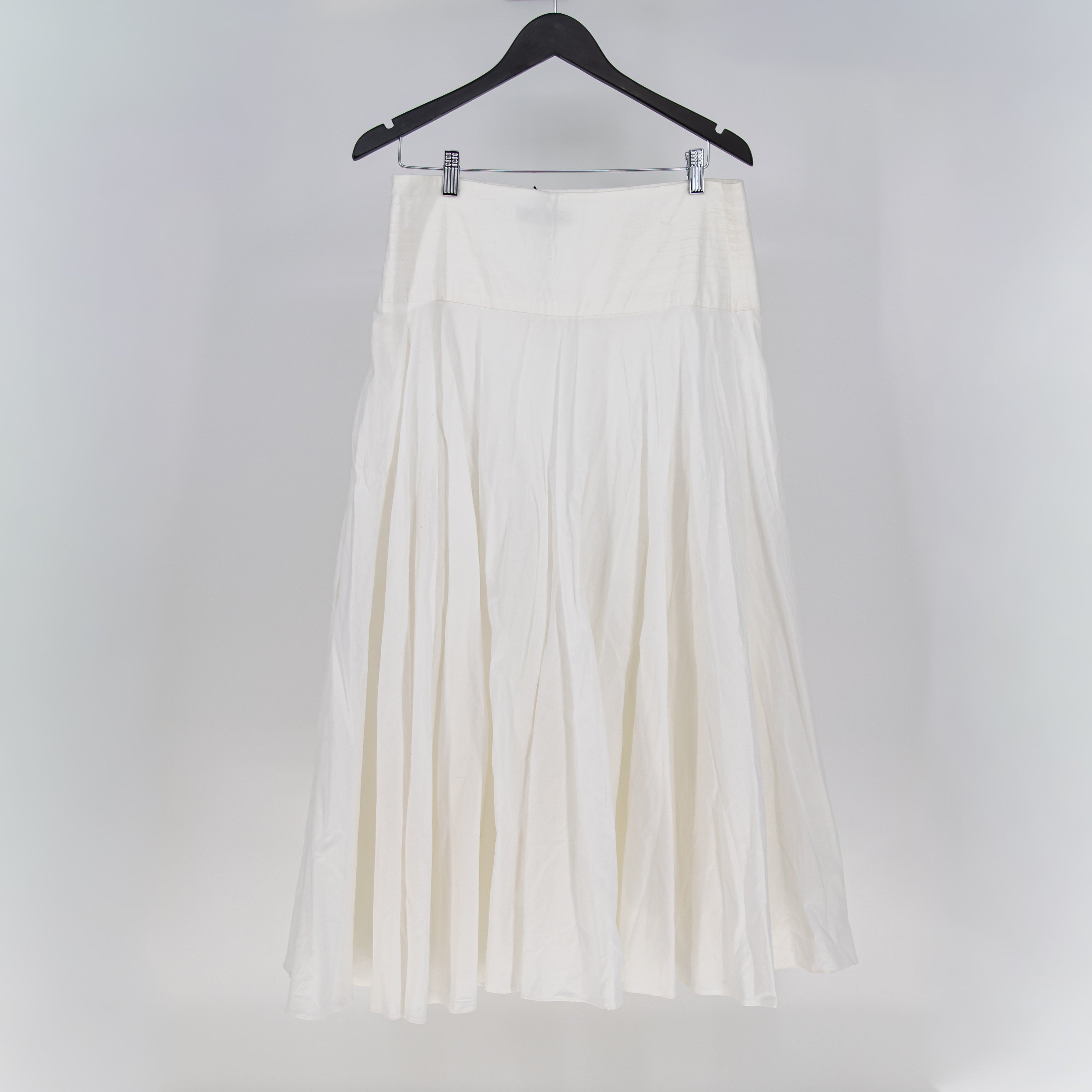 NEW Zara Cotton Stitch Waist A Line Pull On Midi Dress Solid White XL
