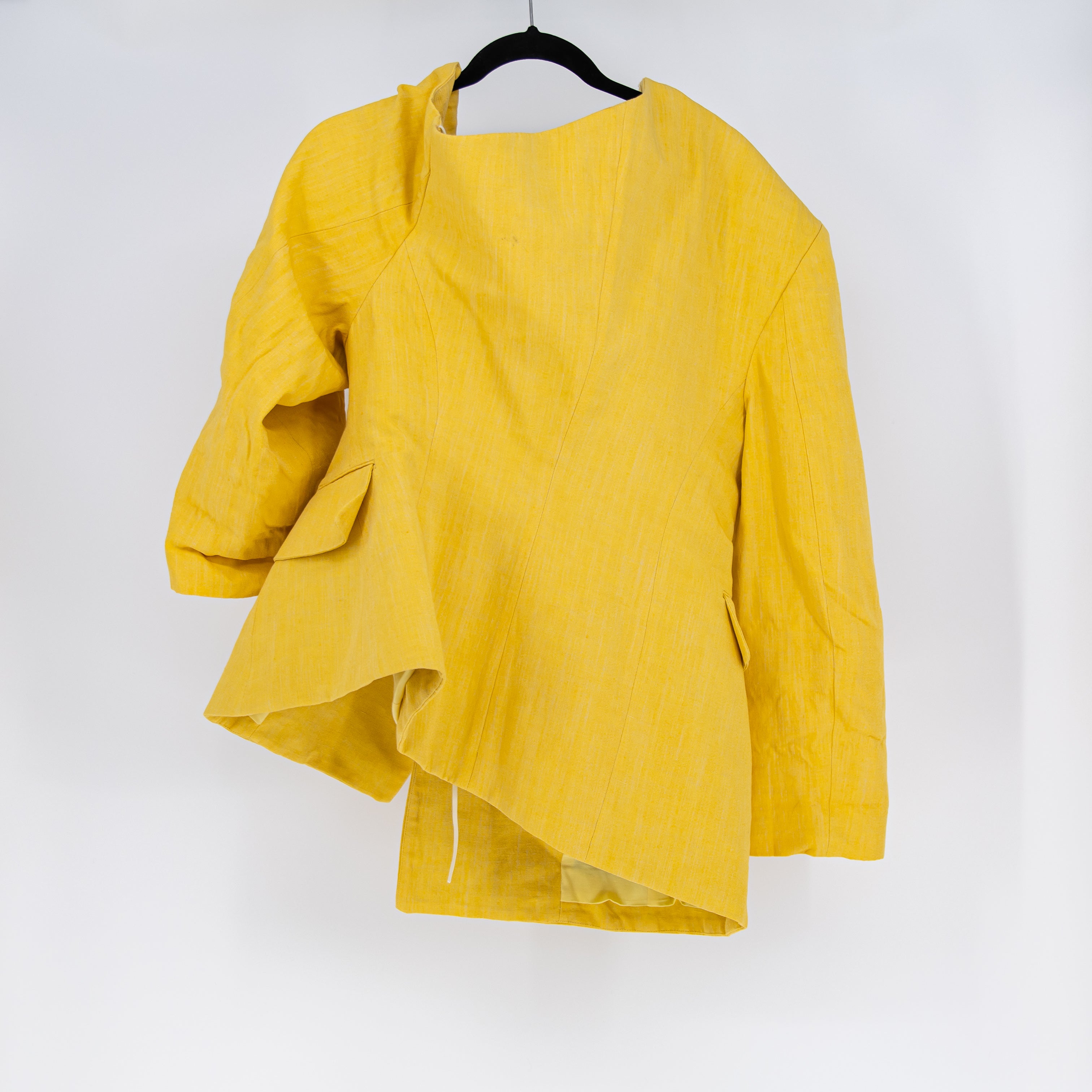 Jacquemus La Veste Baska Linen Blend Asymmetrical Structured Blazer Jacket 12