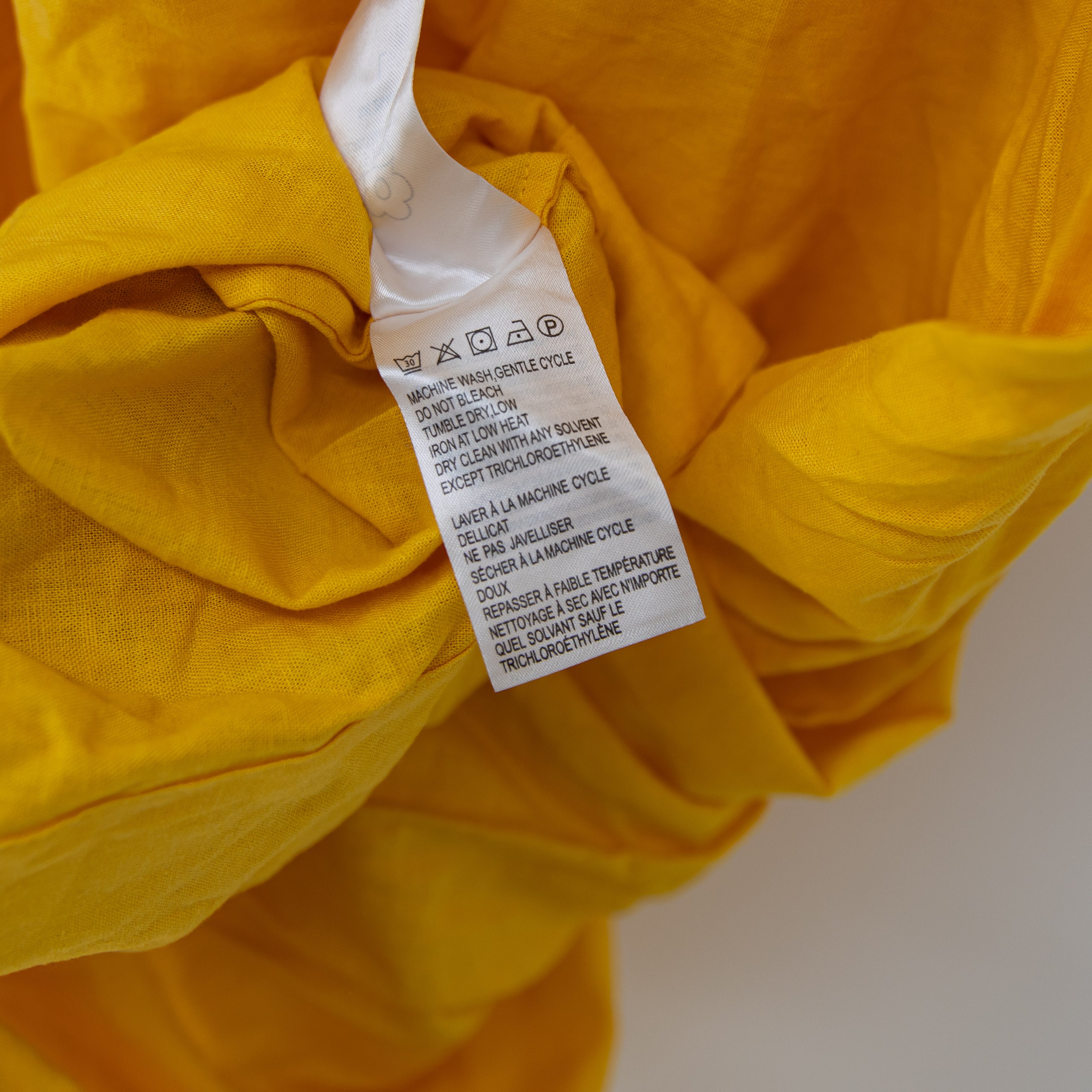 Farm Rio Linen Blend One Shoulder Cut Out Waist Midi A Line Dress Yellow Large