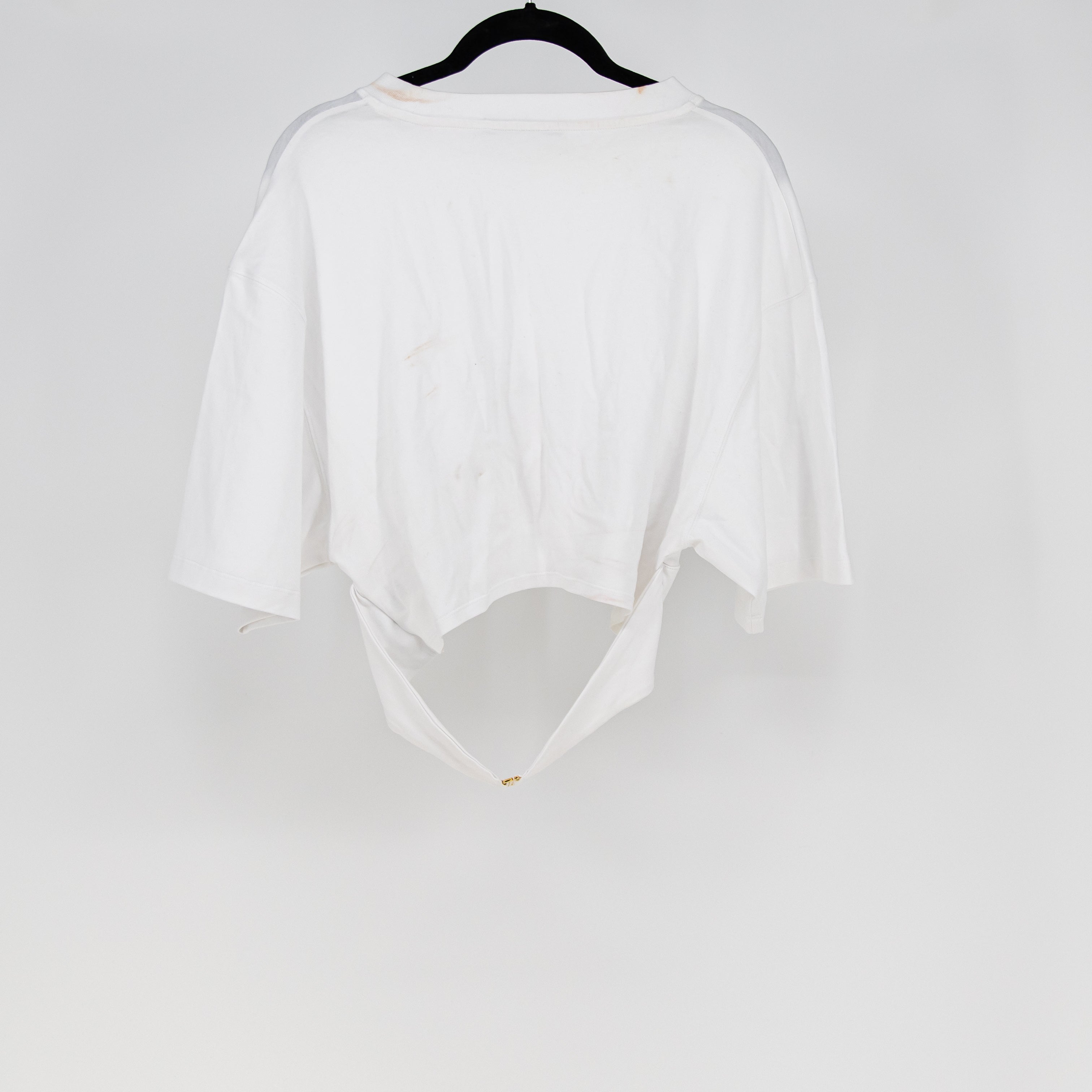 Jacquemus Cotton Stretch Corseted Gathered Crew Neck Short Sleeve Tee Shirt XXL