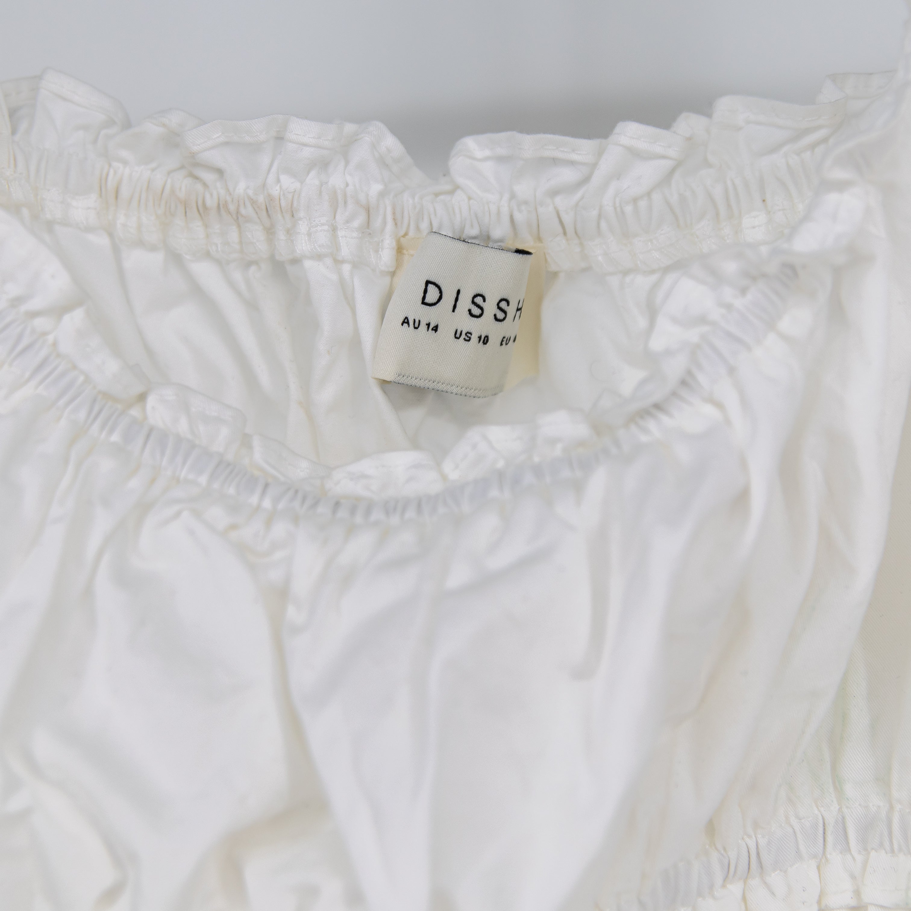 Dissh Zahara White Cotton Poplin Smocked Bodice Pullover Midi Dress White 10
