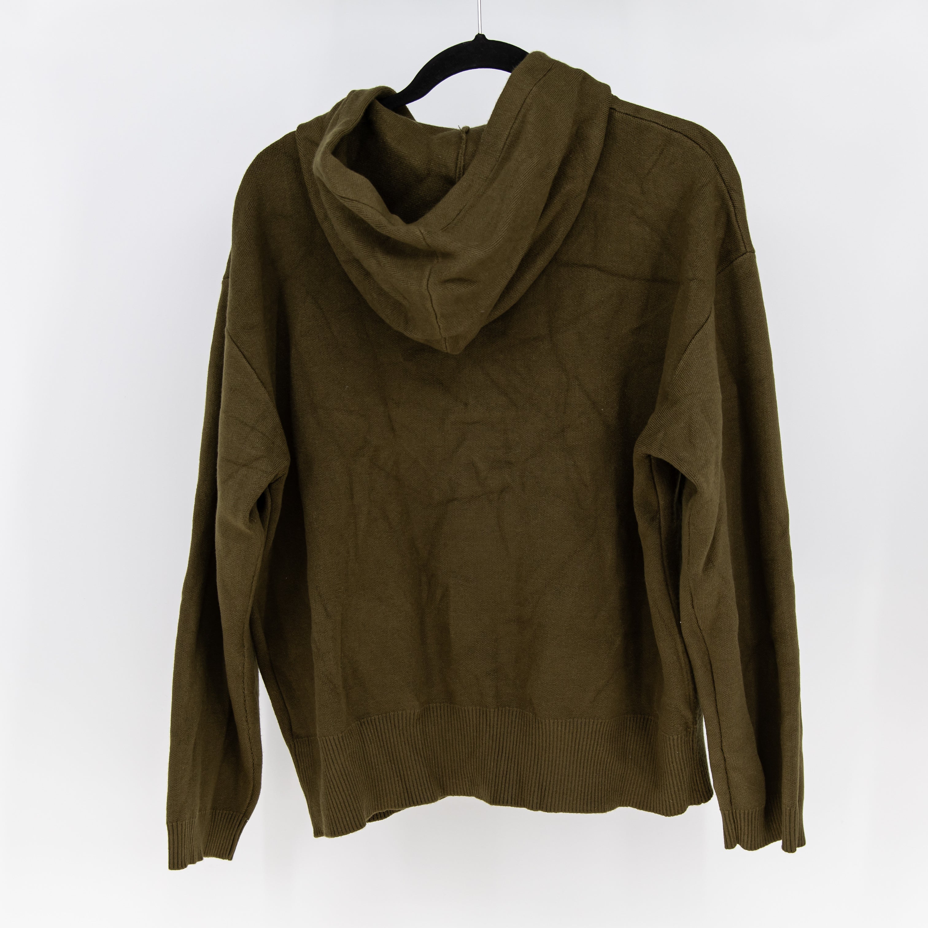 NEW Zara Knit Stretch Pullover Hoodie Sweater Sweatshirt Olive Green XL