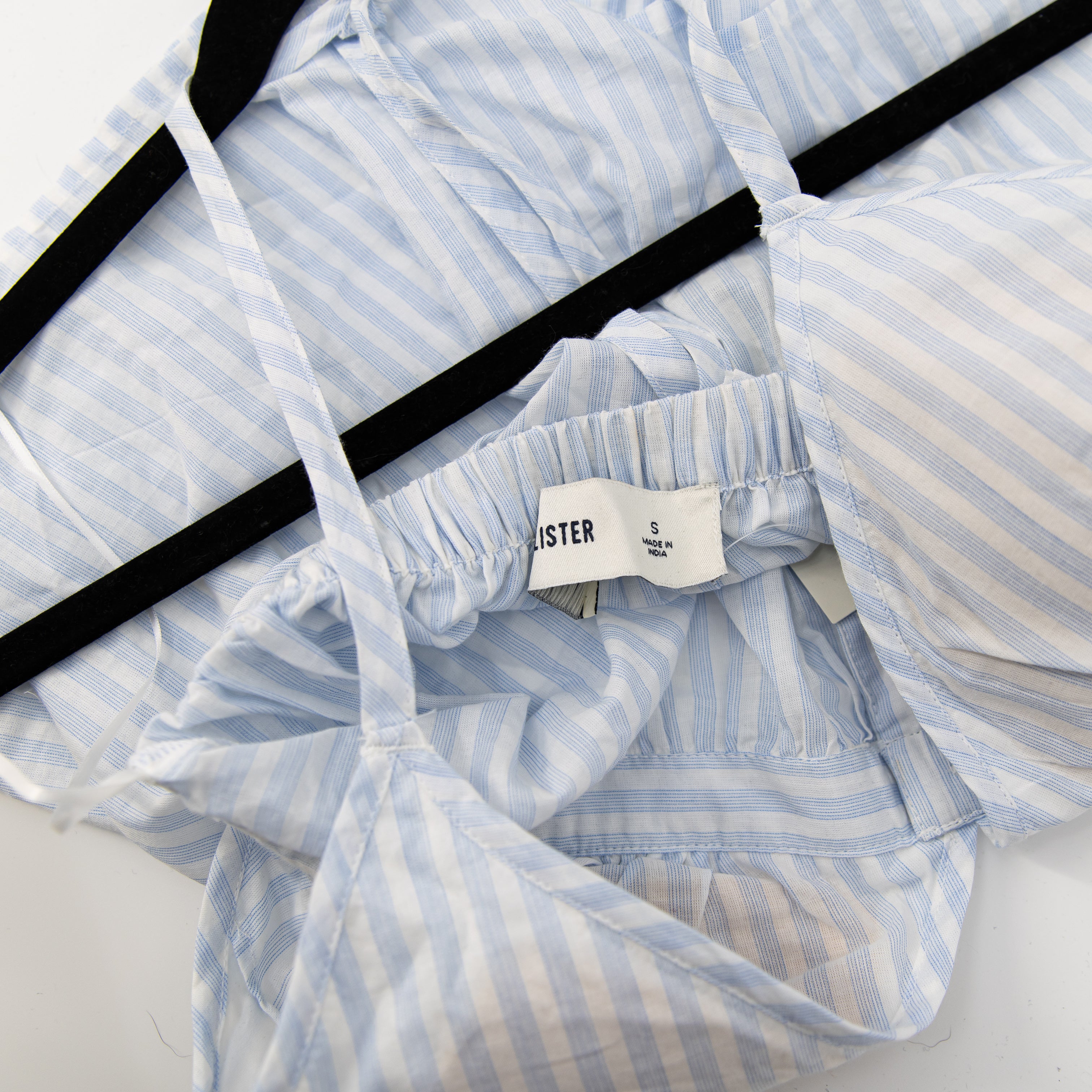 NEW Hollister Cotton Blue White Pinstripe Halterneck Button Front Tank Top Small