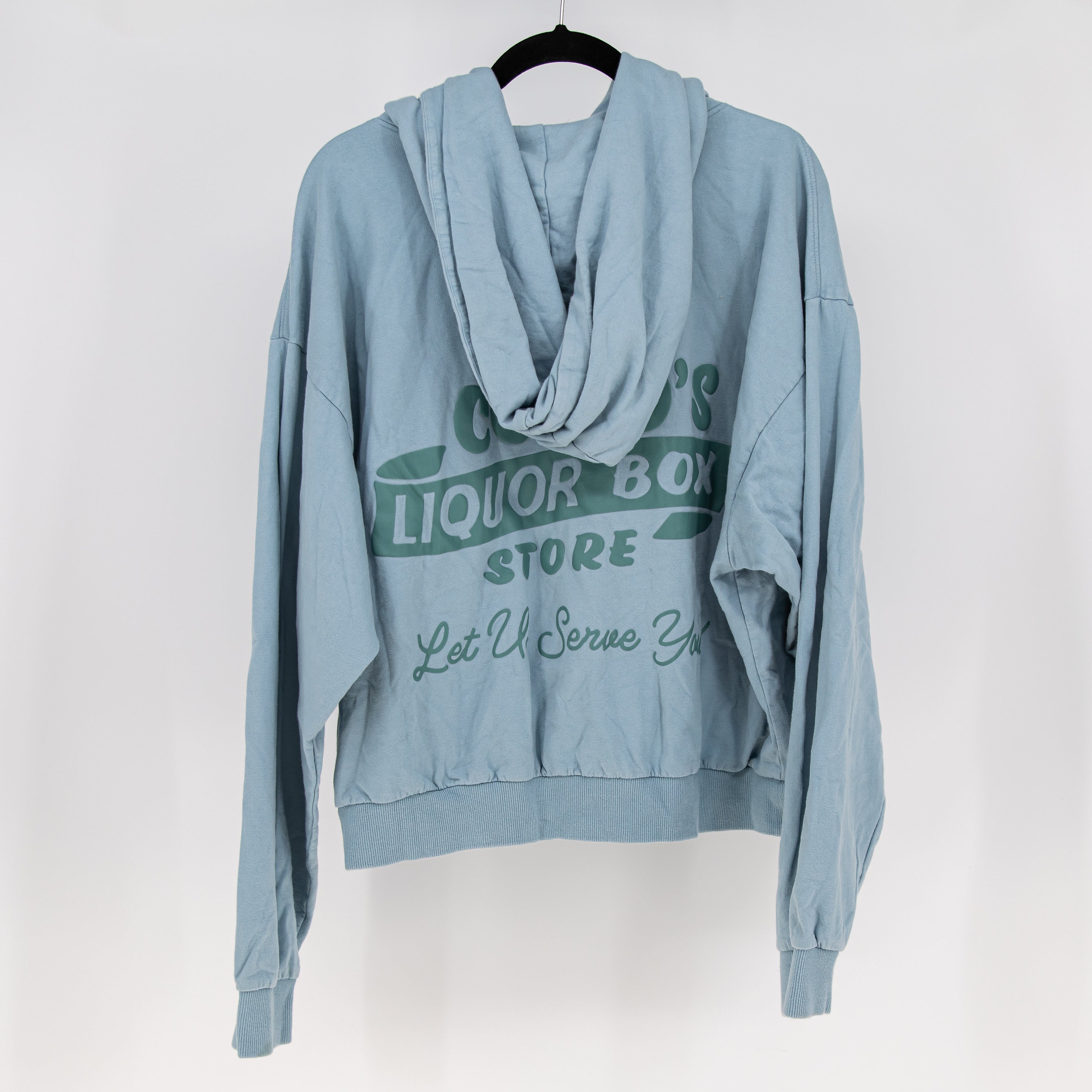 Boys Lie Cupid's Liquor Graphic Print Cotton Pullover Hoodie Sweatshirt Sky Blue