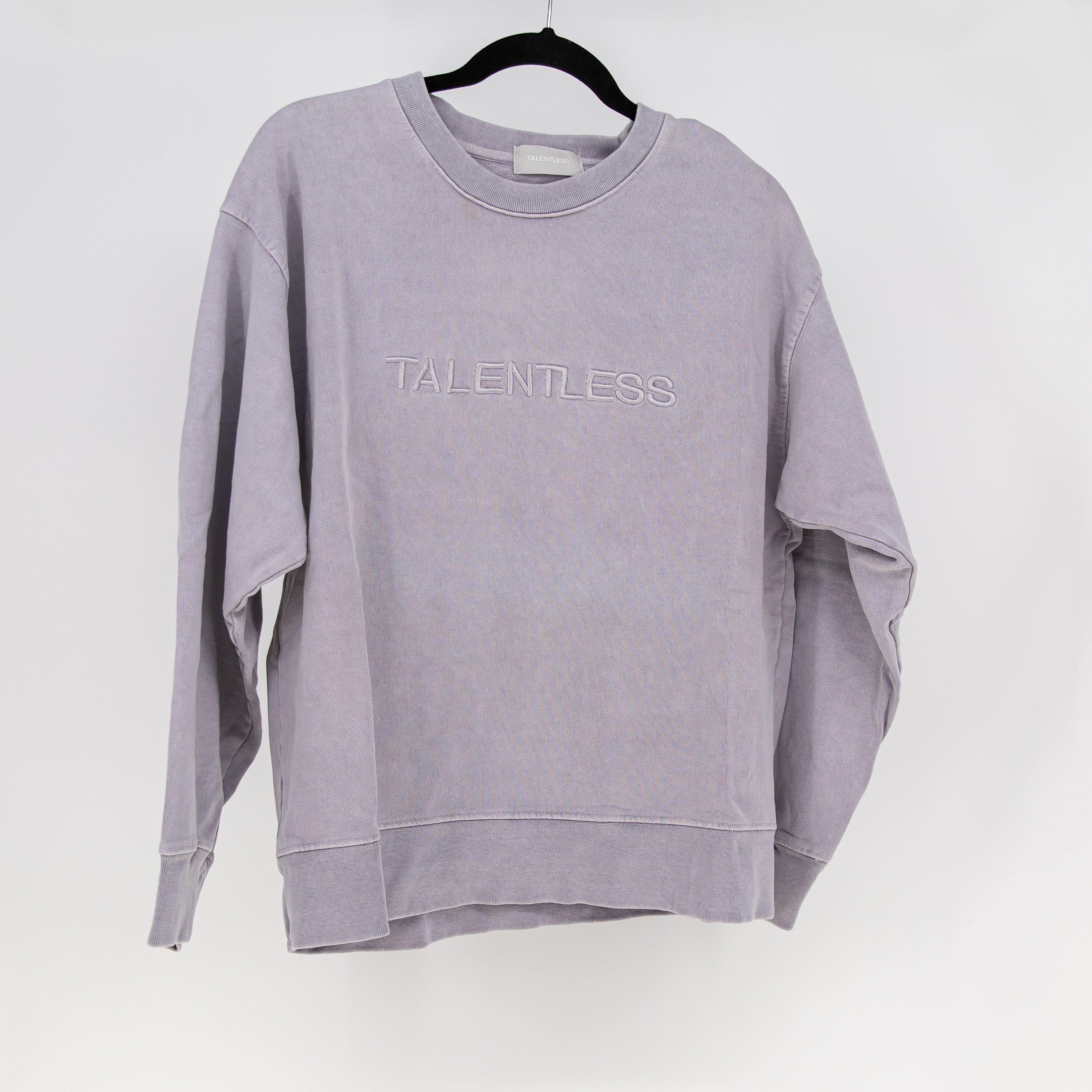 Talentless Women's Cotton Terry Lined Crew Neck Embroidered Sweatshirt Sweater