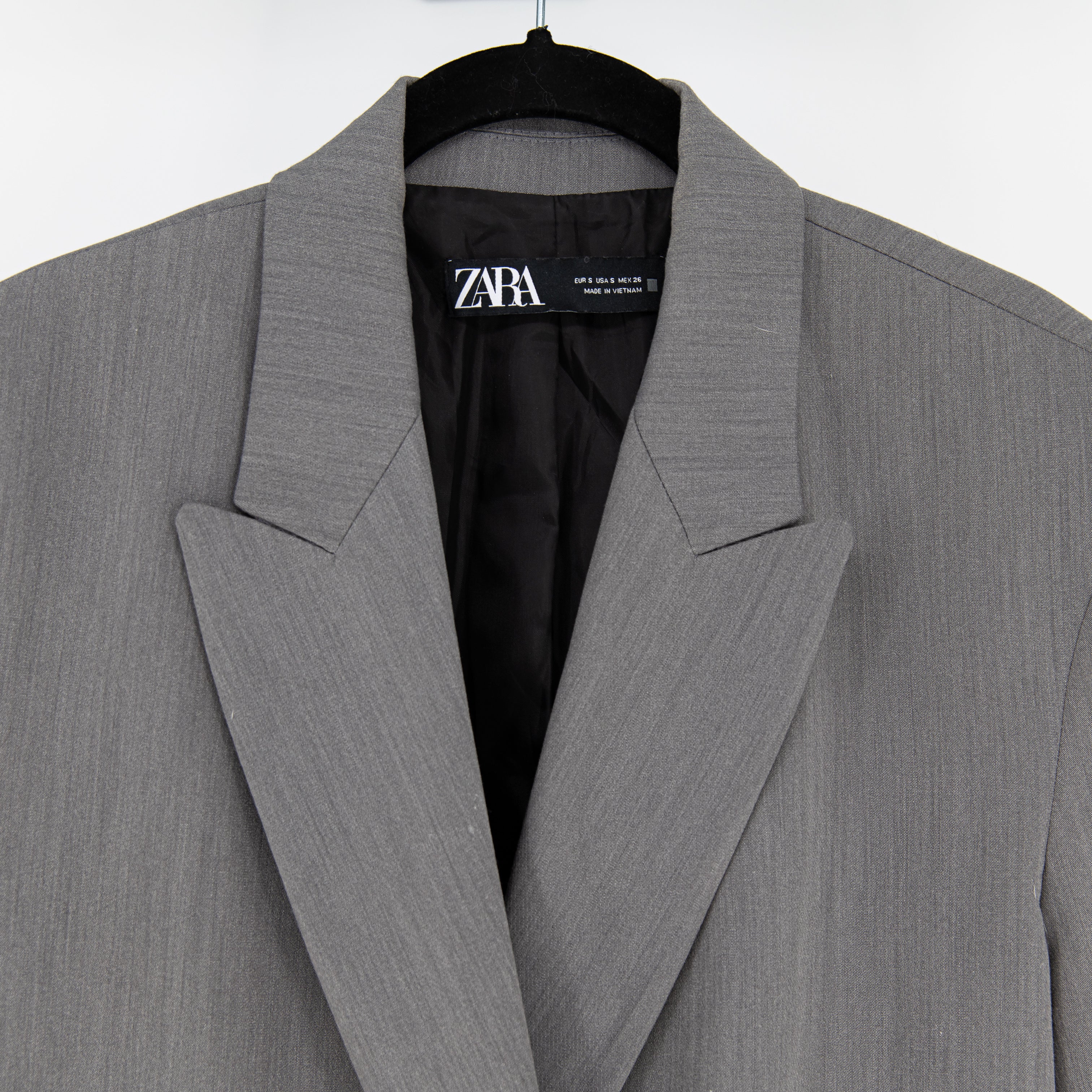 Zara Women's Double Breasted Oversized Lapel Collar Blazer Jacket Gray Small