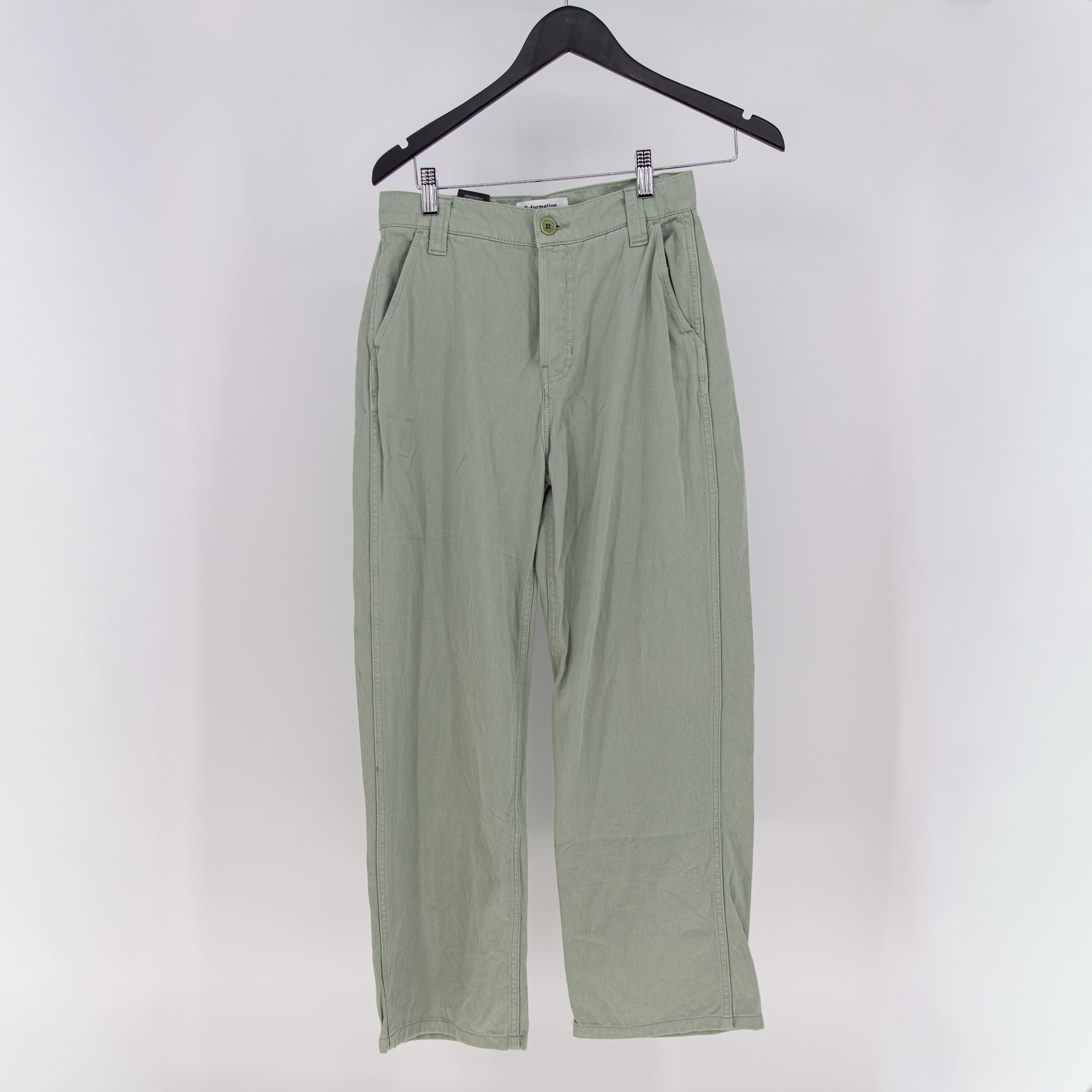 Reformation Jeans Women's Cotton Mid Rise Straight Leg Pants Sage Green 26