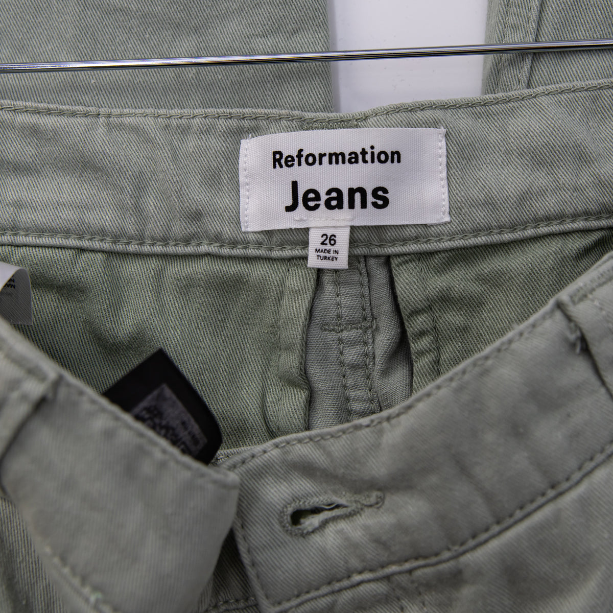 Reformation Jeans Women's Cotton Mid Rise Straight Leg Pants Sage Green 26