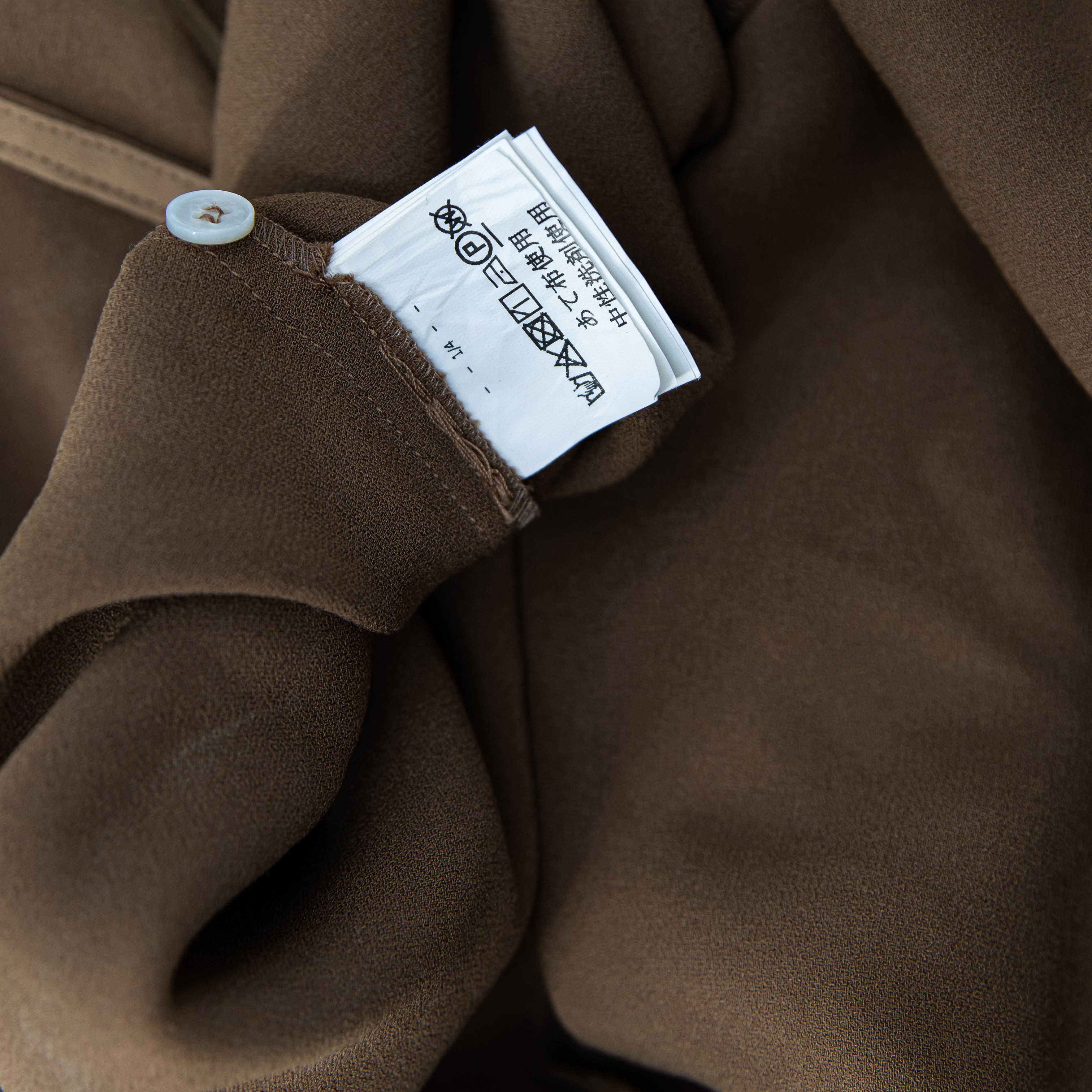 Marella Women's Satin Sheen Mixed Media Long Sleeve Blouse Shirt Top Brown 10