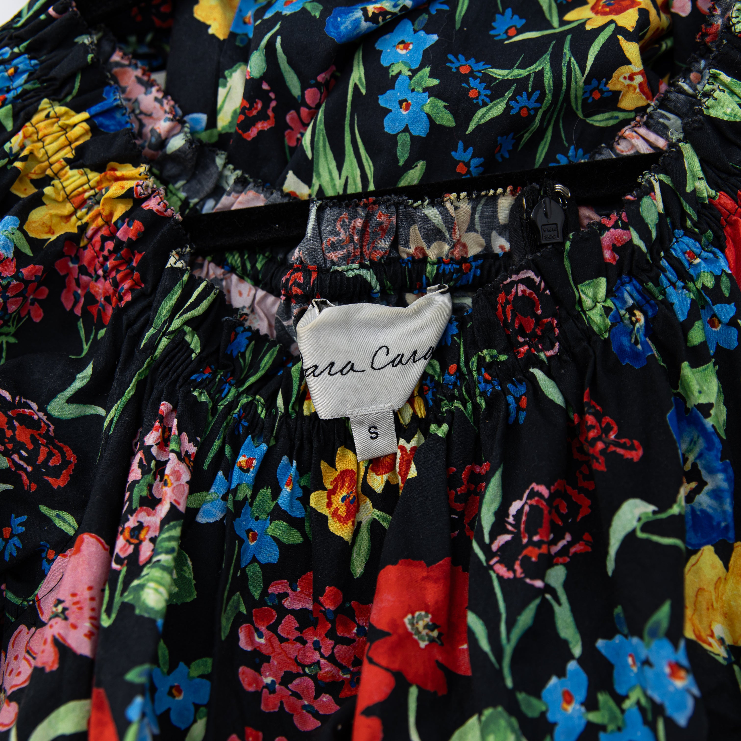 Cara Cara Mimi Cotton Poplin Floral Flower Print Pattern Midi Dress Small
