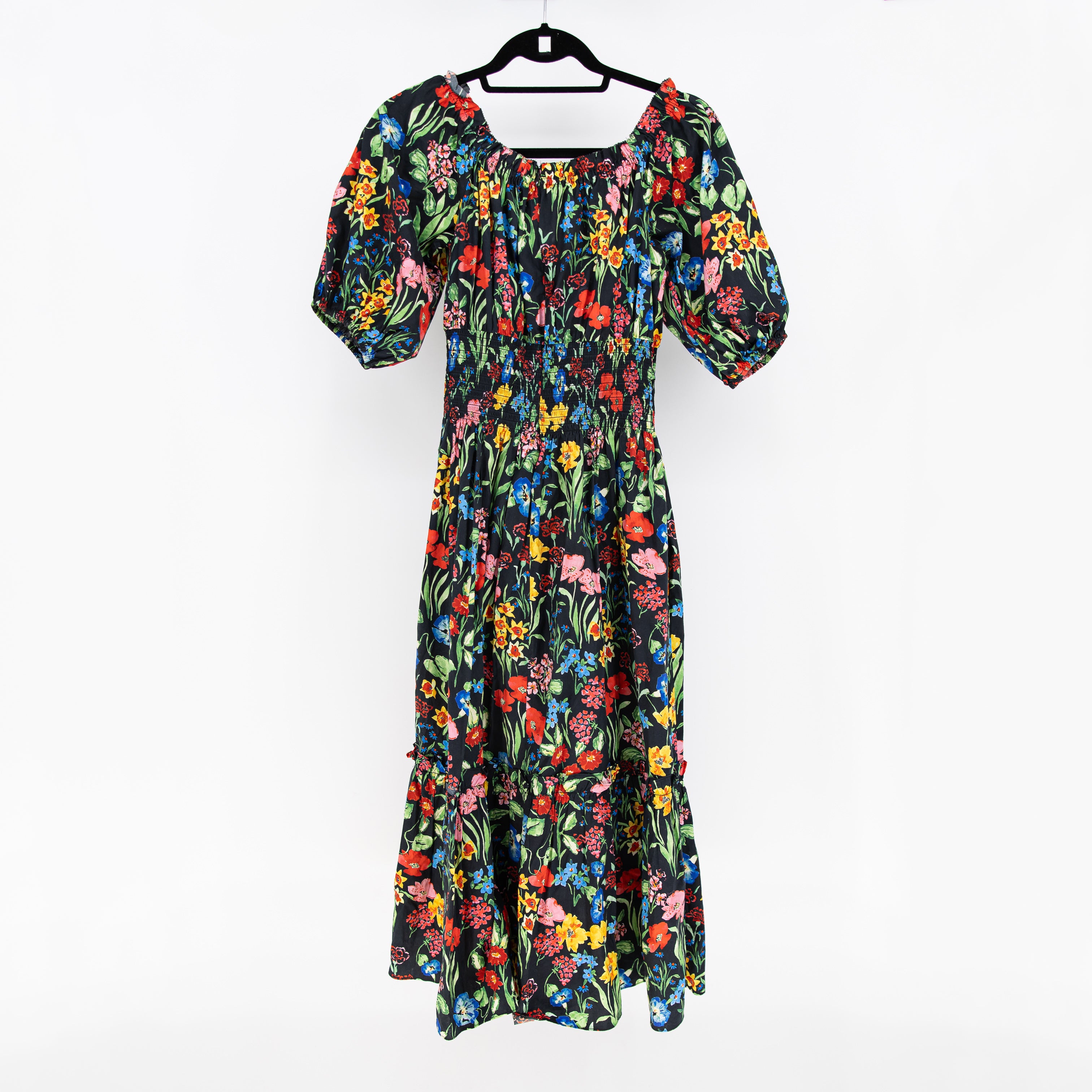 Cara Cara Mimi Cotton Poplin Floral Flower Print Pattern Midi Dress Small