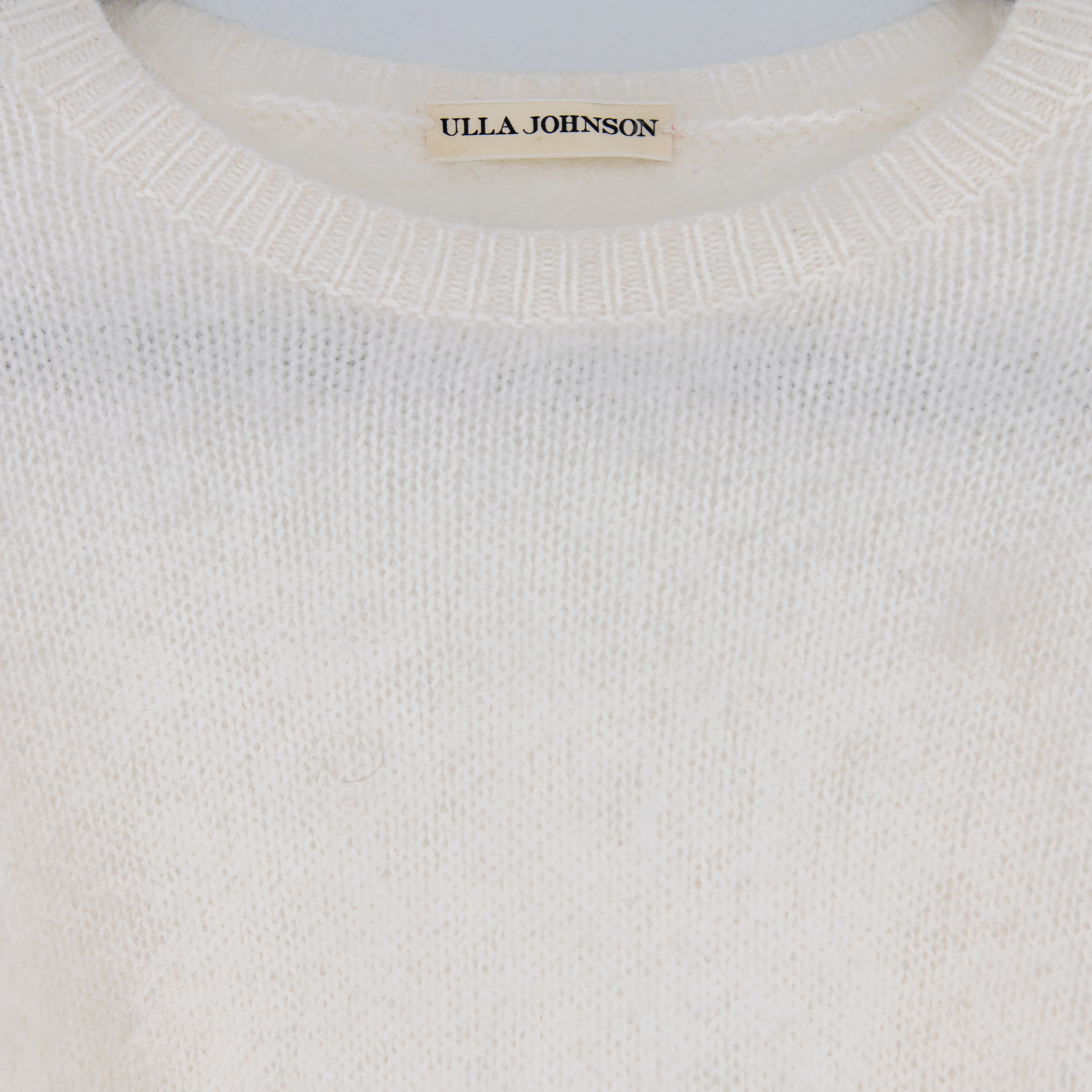Ulla Johnson Labelle Angora Stretch Knit Pullover Crew Neck Puff Sleeve Sweater
