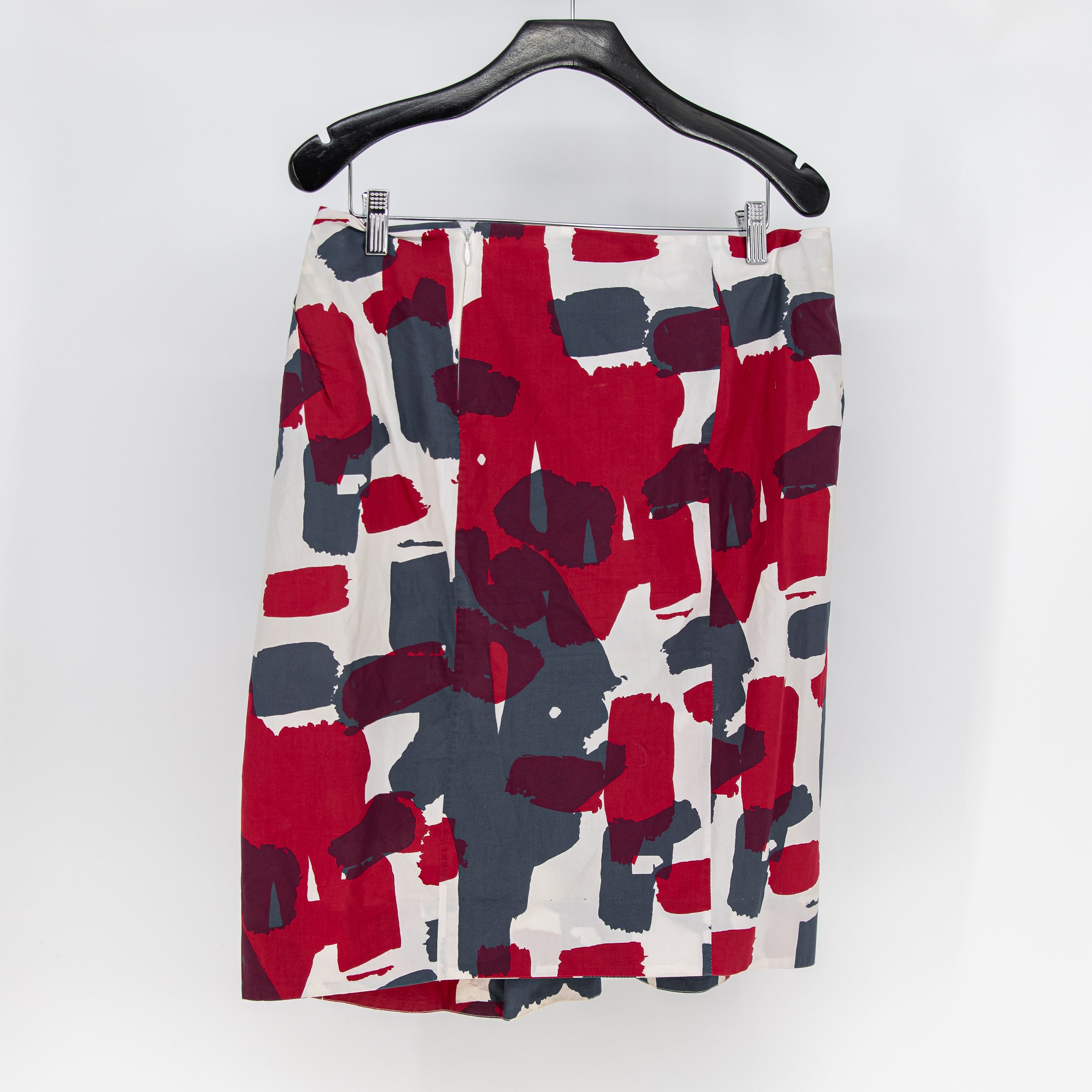 Marni Women's Made In Italy Cotton Poplin Pleated Straight Printed Skirt XL