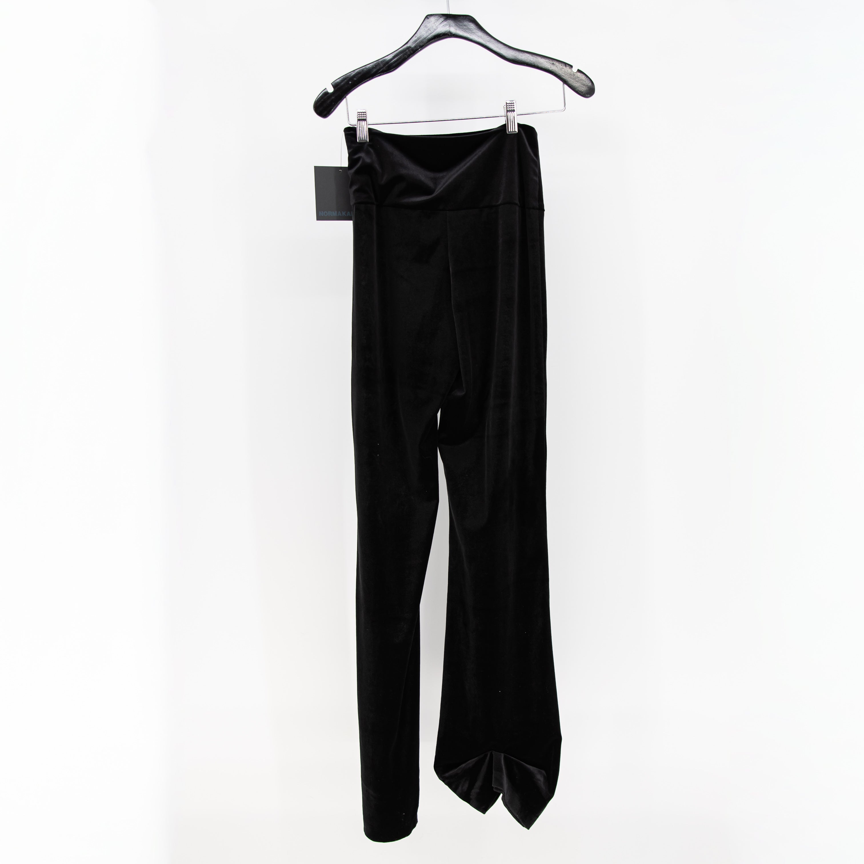 NEW Norma Kamali x Lifestyle Boot Flare Cut Velvet Velour Pants Black Medium