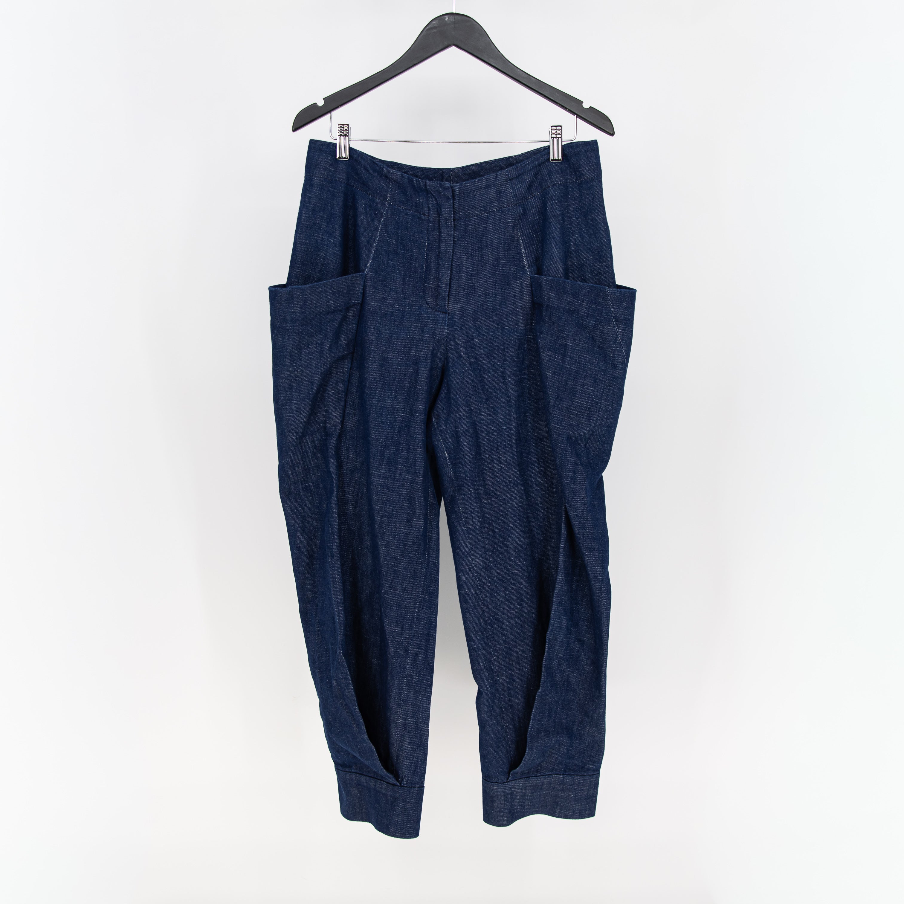 Maria Cornejo Organic Cotton Exaggerated Pockets Ankle Crop Denim Jeans Blue 10