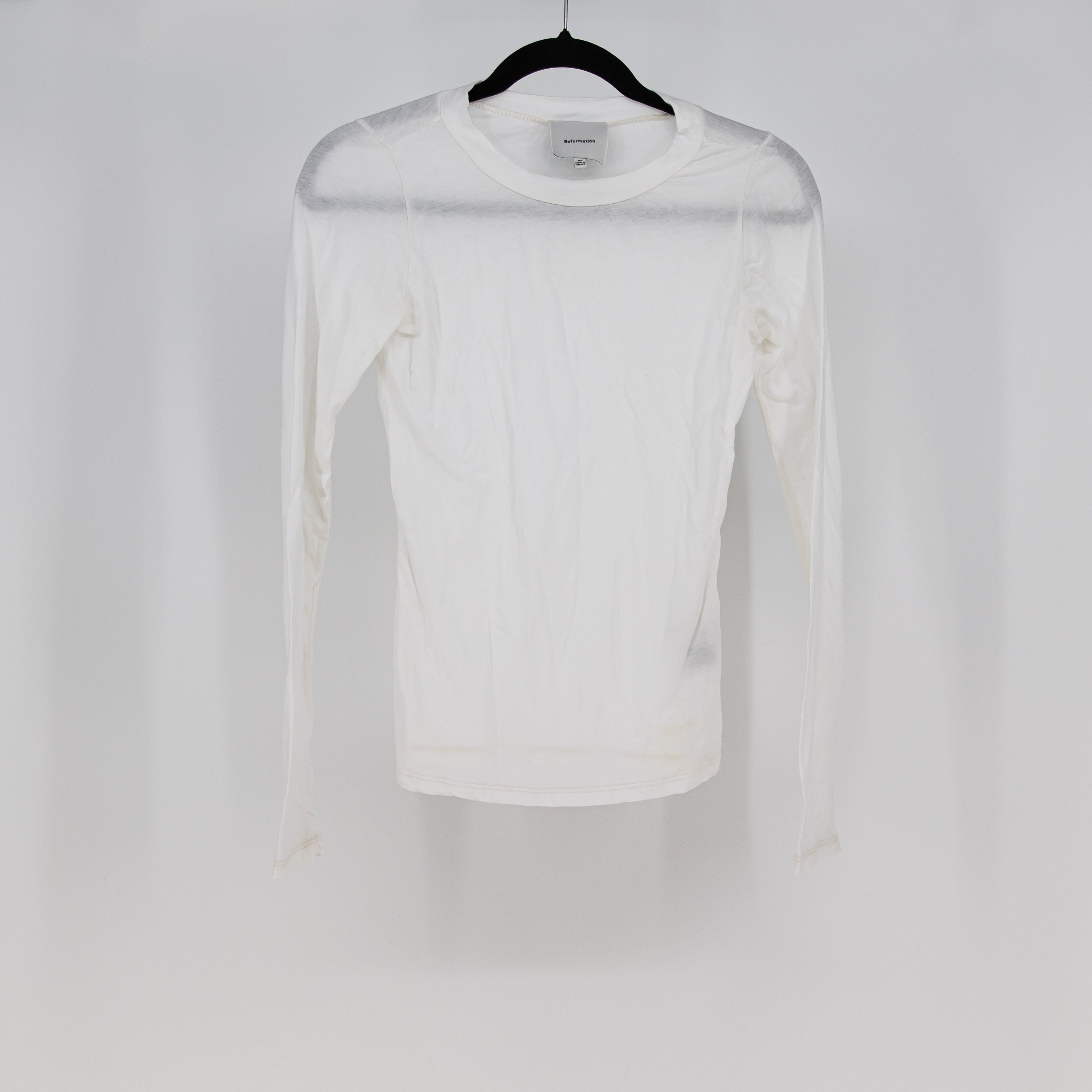 Reformation Women's Organic Cotton Tercel Crew Neck Long Sleeve Tee Shirt XS