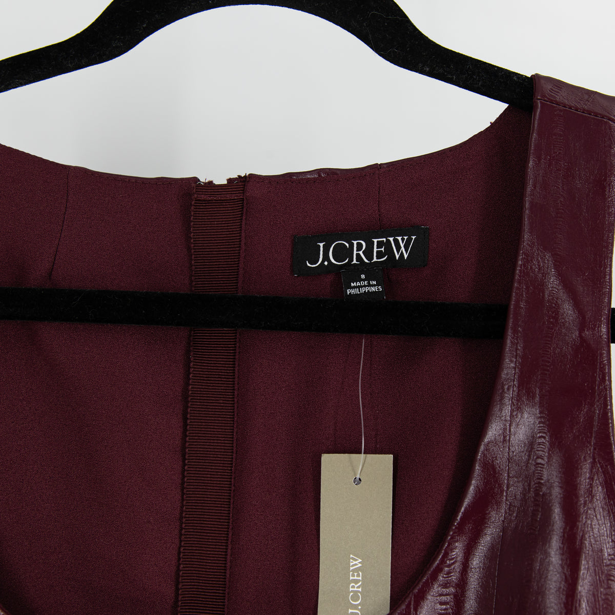 NEW J. Crew Women's Faux Vegan Patent Leather Scoop Neck Sleeveless Mini Dress 8