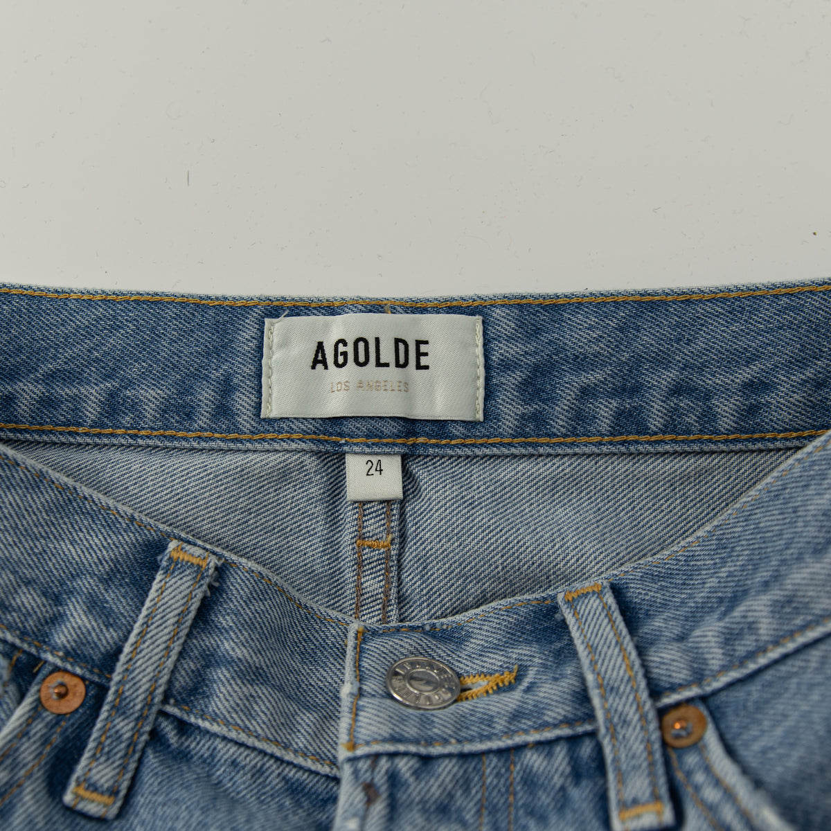 Agolde Women's Parker Cotton High Rise Distressed Mini Denim Jean Shorts 24