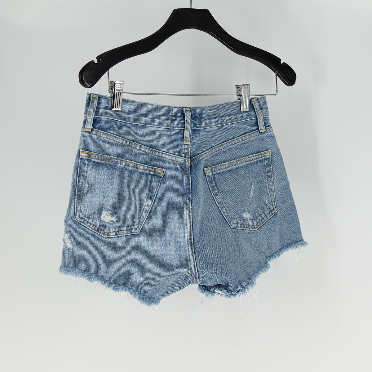 Agolde Women's Parker Cotton High Rise Distressed Mini Denim Jean Shorts 24