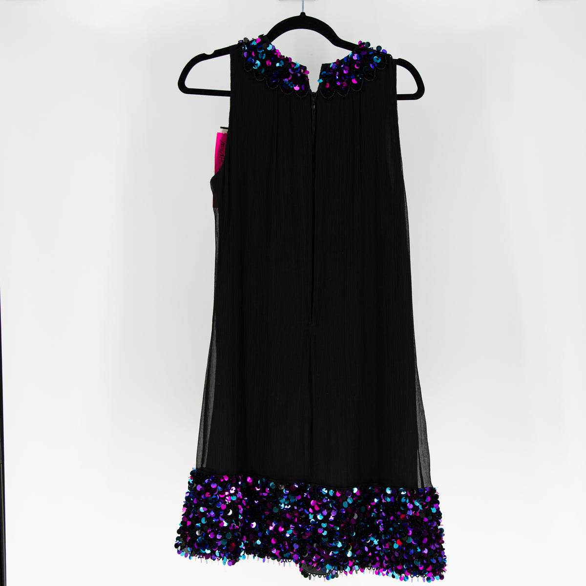 NEW Betsey Johnson Chiffon Purple Blue Sequin Sparkle Beaded Embellished Dress