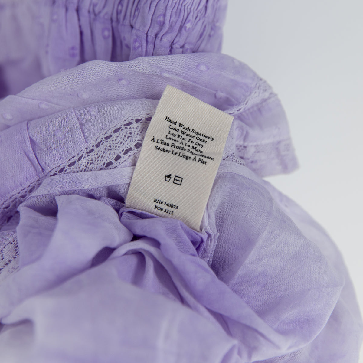 LoveShackFancy Natasha Heritage Mini Cotton Ruffle Dress Purple Tie Dye Large