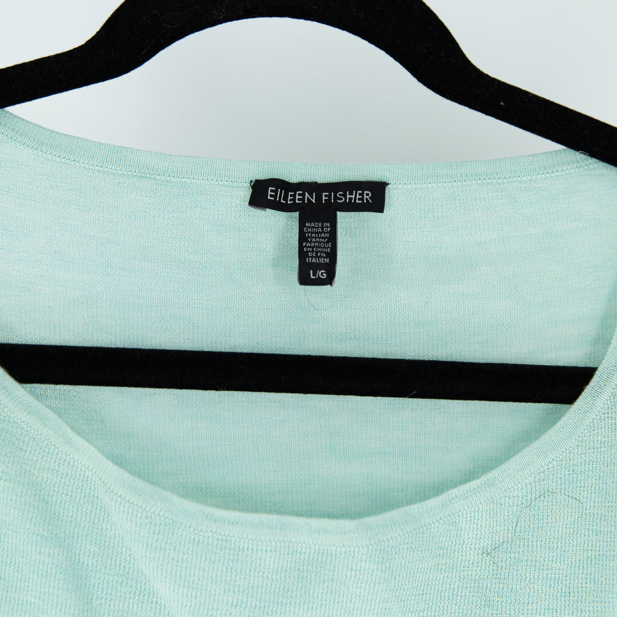 Eileen Fisher Merino Wool Knit Scoop Neck Long Sleeve Pullover Sweater Blue L