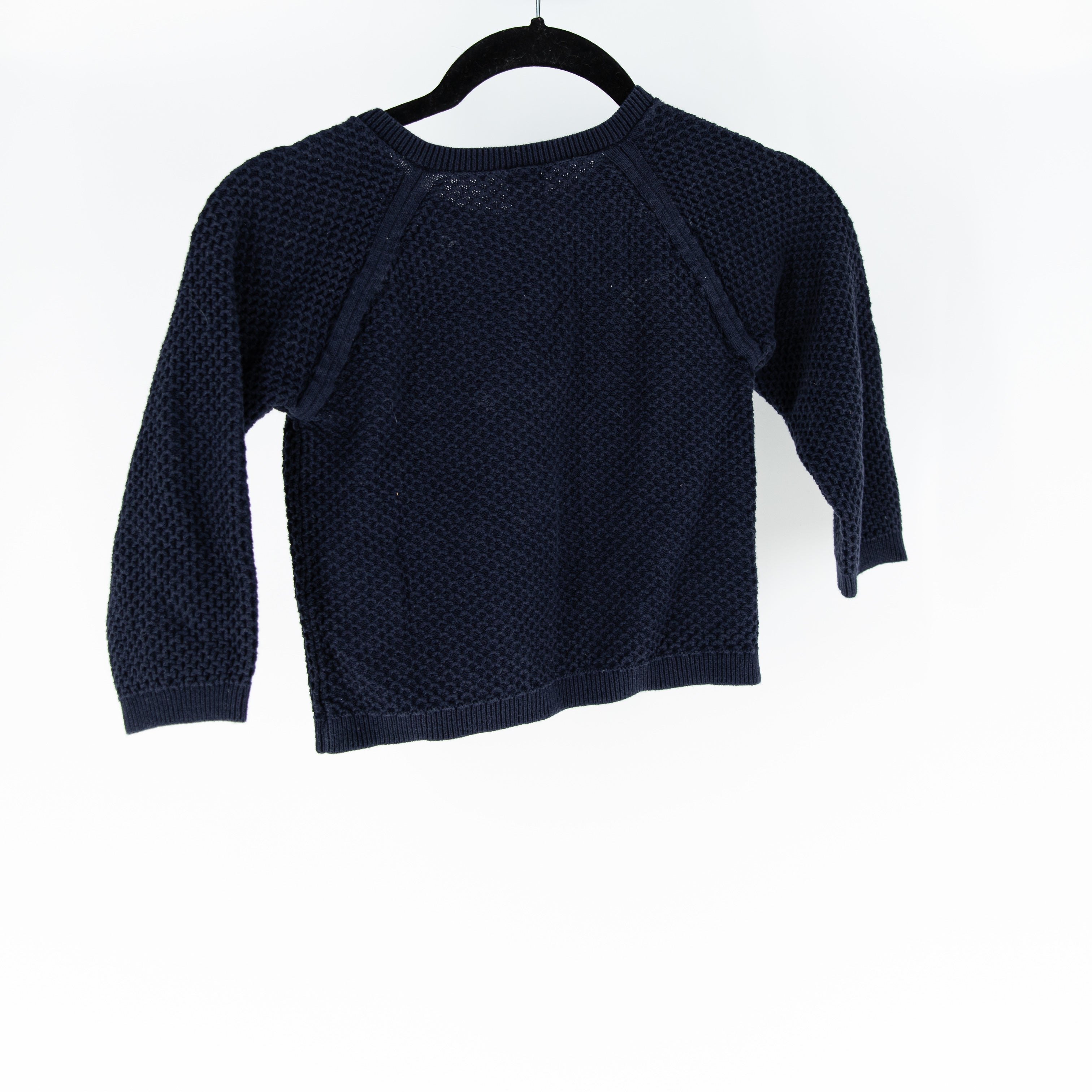 Petit Bateau Children's 100% Cotton Knit Crew Neck Cardigan Sweater Blue 4