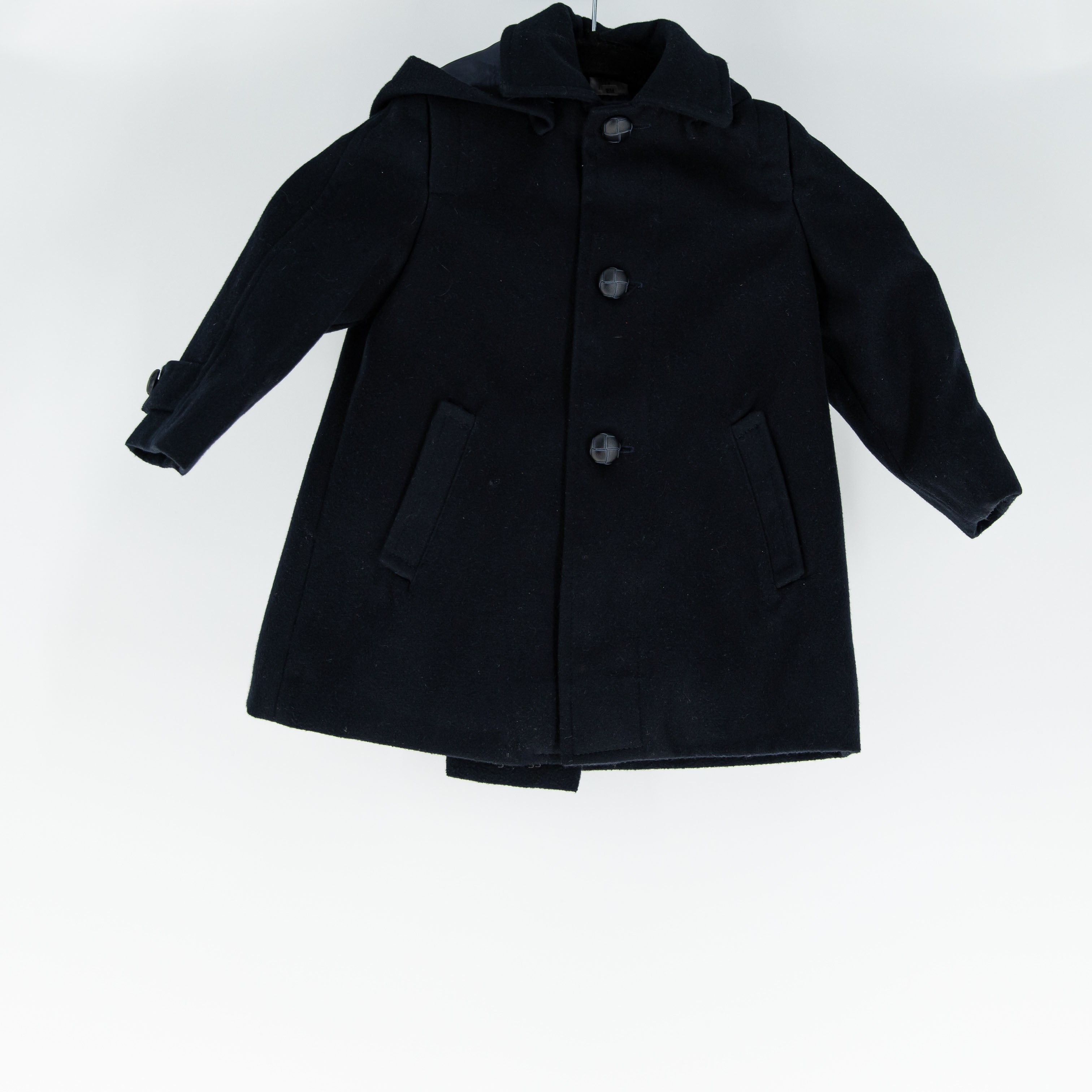 Baroni Firenze Made In Italy Kid's Felt Button Down Pea Coat Jacket Navy Blue