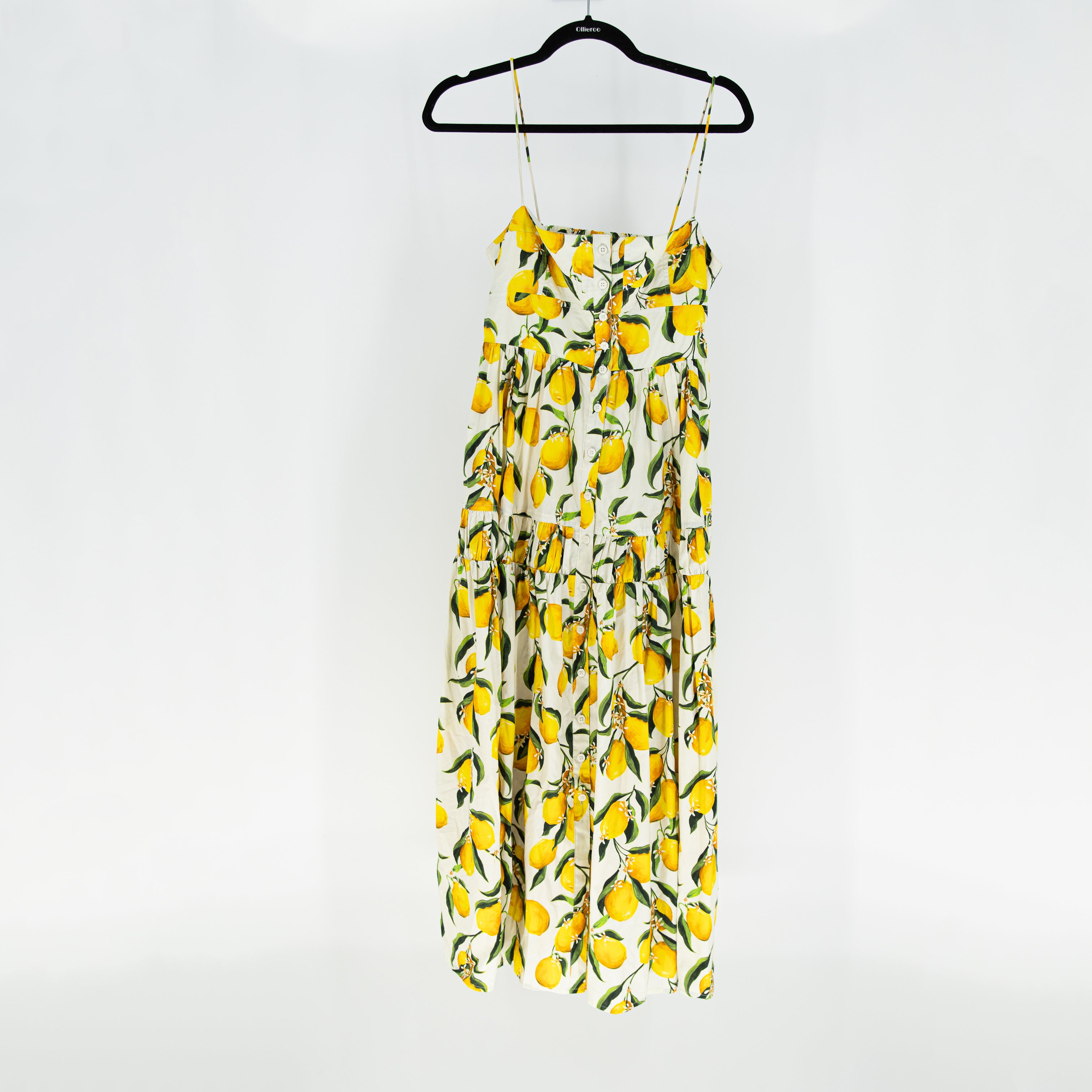 J. Crew Regenerative Cotton A Line Button Front Midi Dress Limoncello Lemon 4