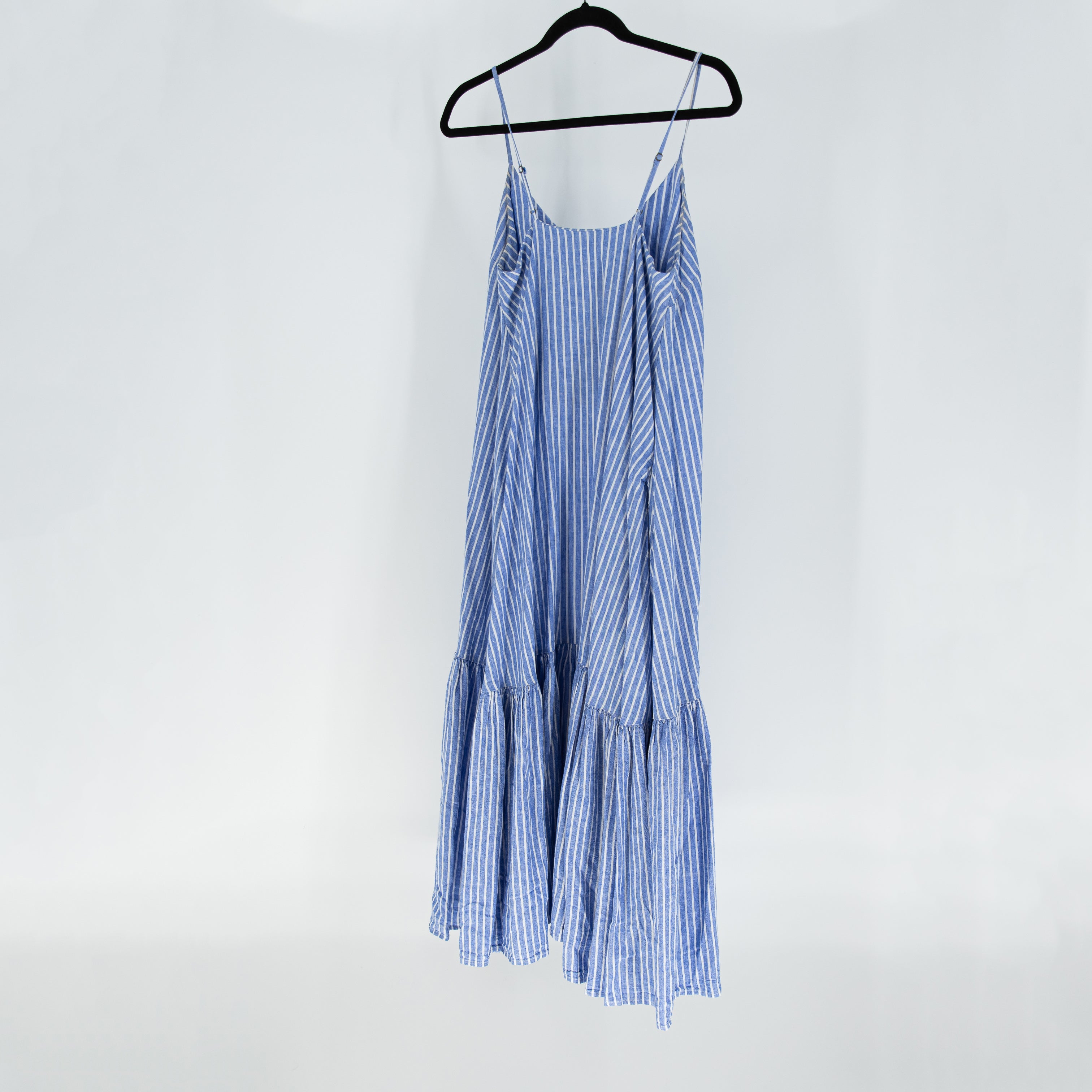 Trovata Birds Of Paradis Ari Wrinkle Resistant Cotton Regatta Blue Stripe Dress