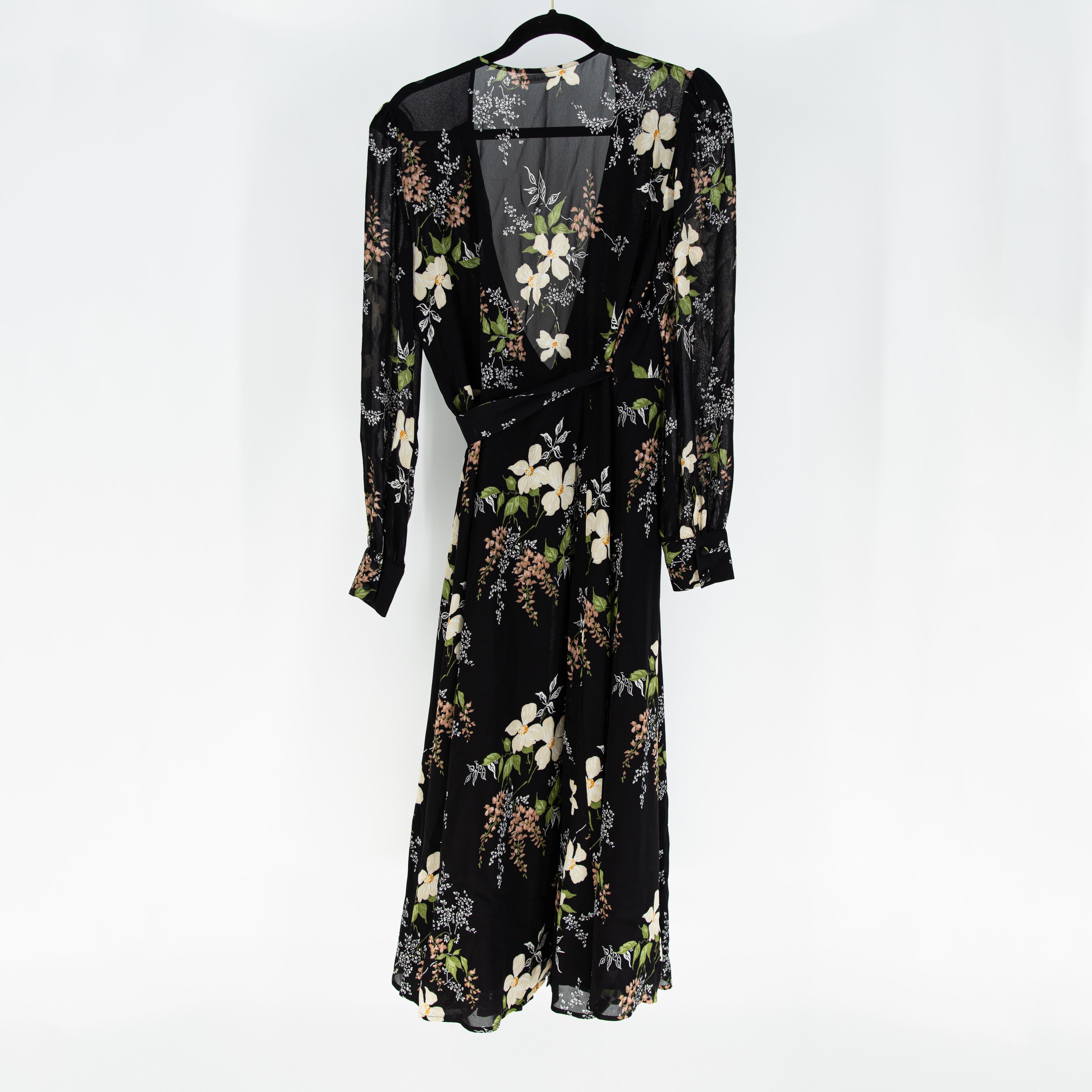 Reformation Susanna V Neck Long Sleeve Faux Wrap Anastasia Floral Print Dress M