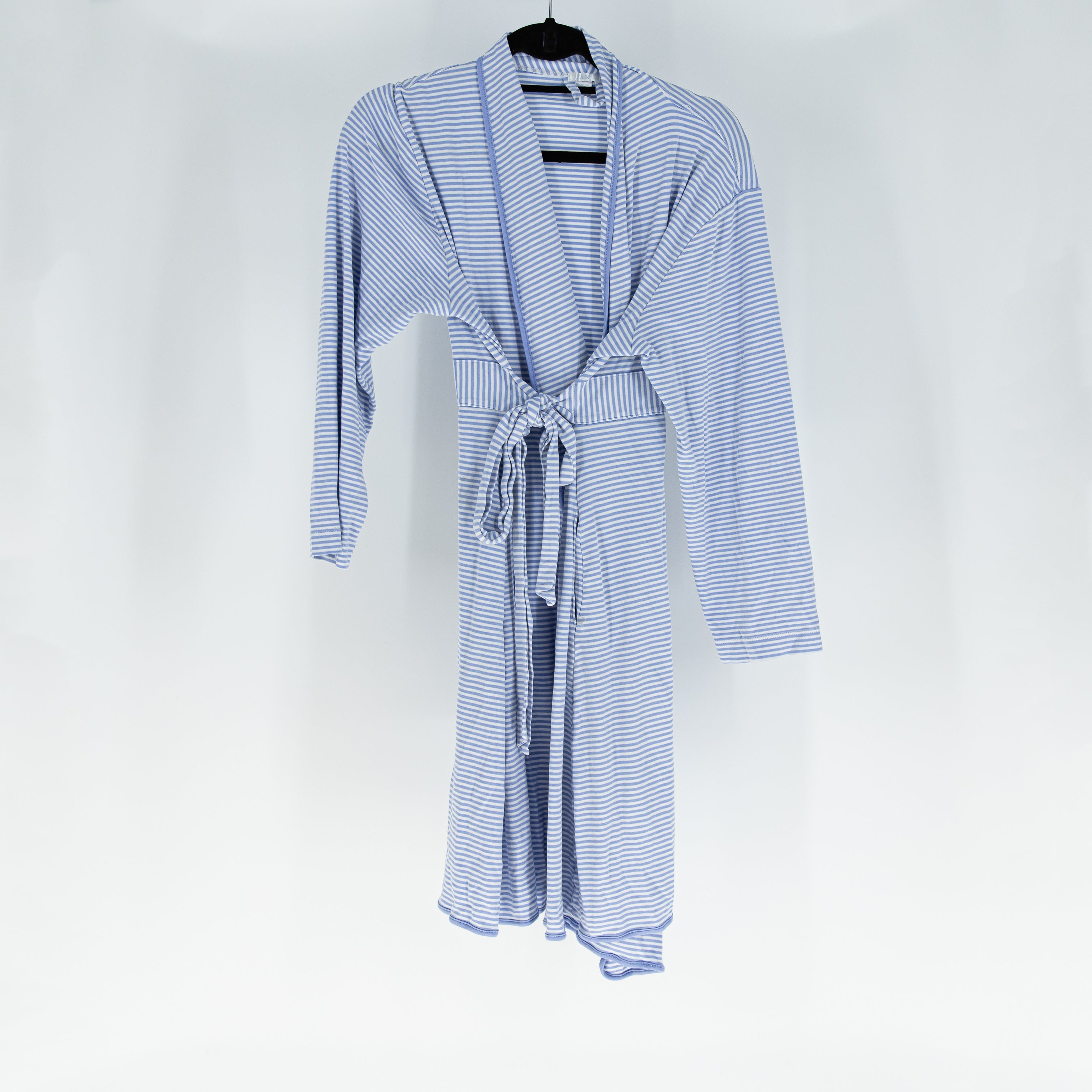 Lake Pajamas Pima Cotton Knit Stretch Front Wrap Mini Lounge Robe Hydrangea Blue