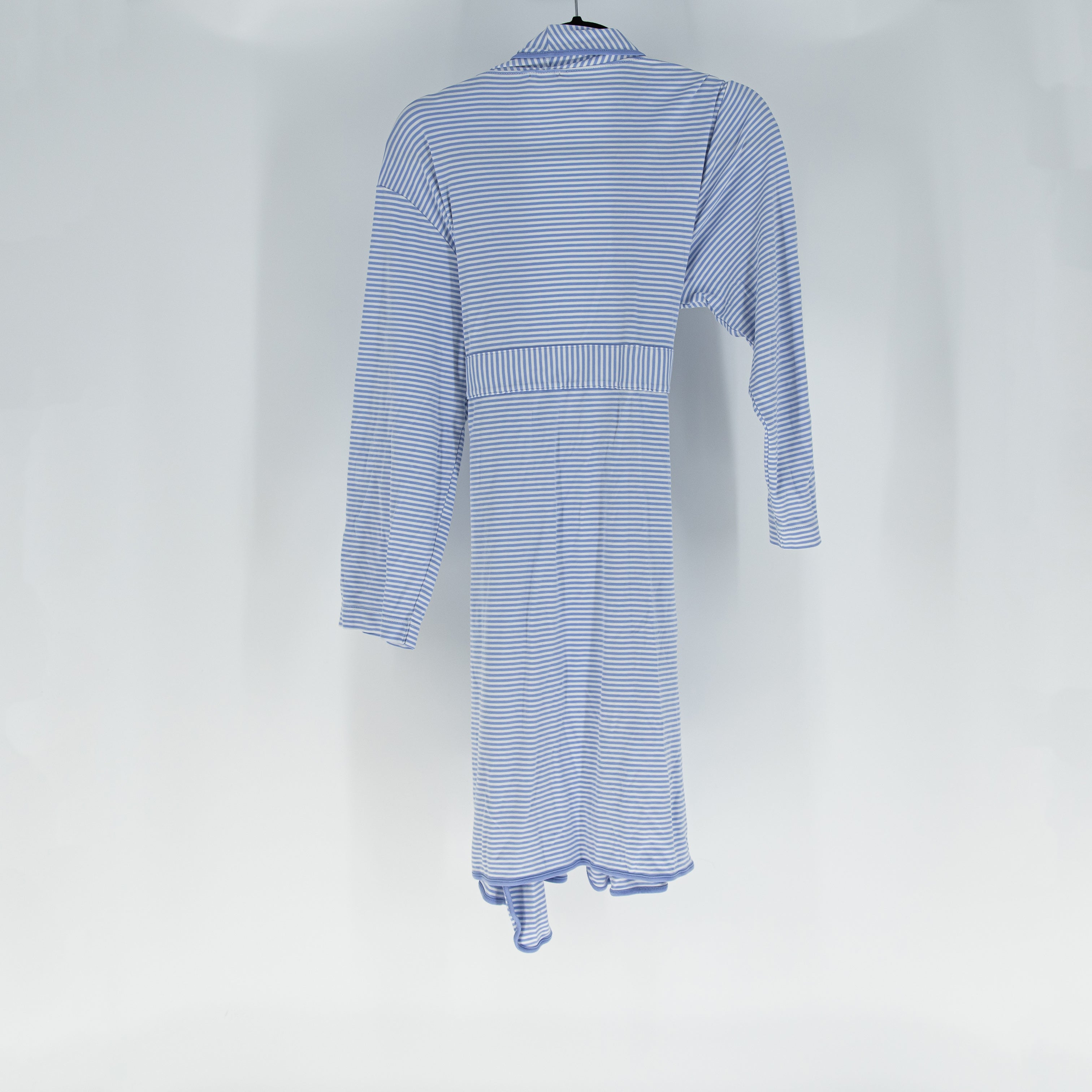 Lake Pajamas Pima Cotton Knit Stretch Front Wrap Mini Lounge Robe Hydrangea Blue