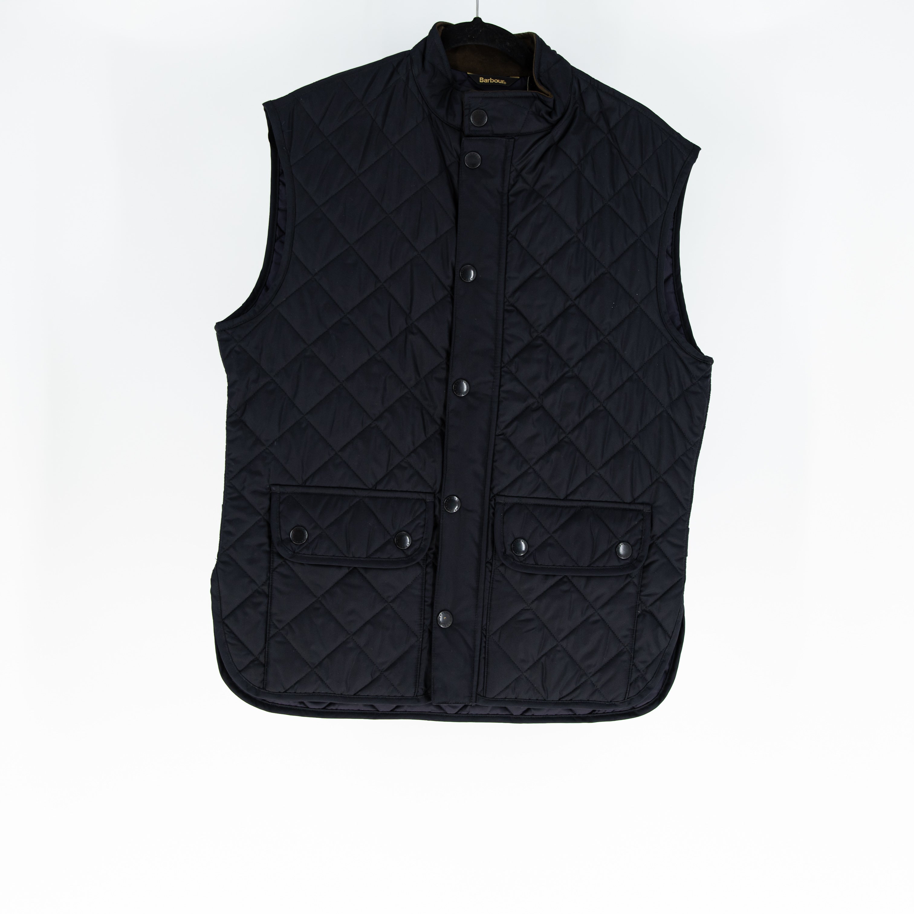 Barbour Men's Lowerdale Gilet Quilted Sleeveless Zip Snap Button Vest Black L