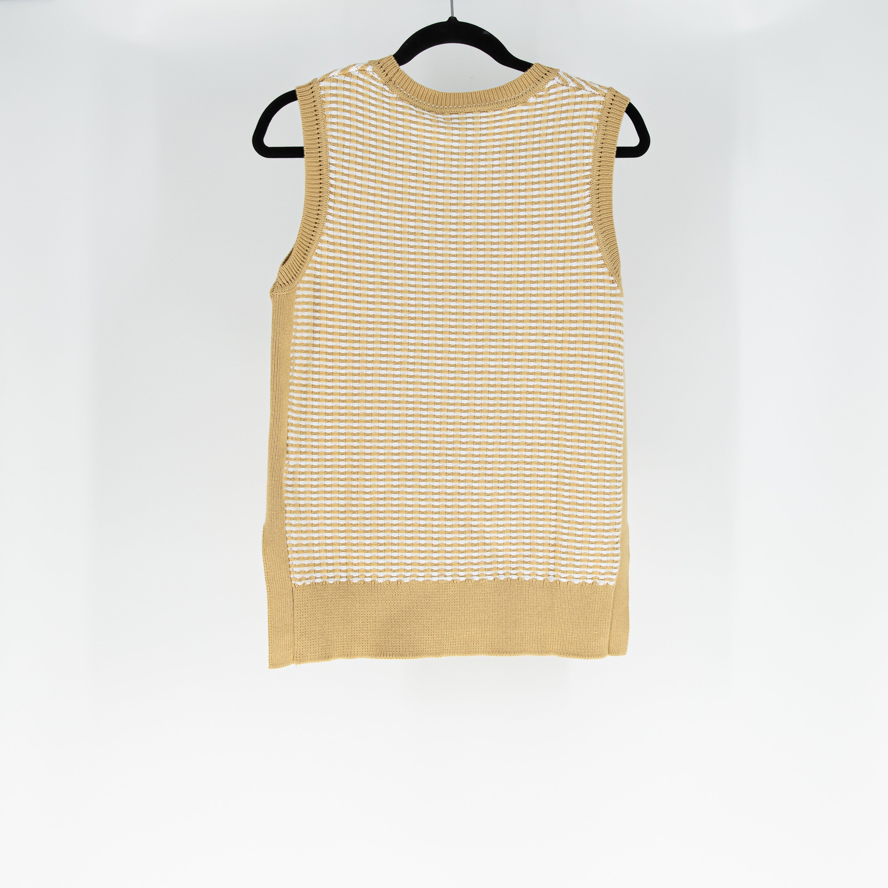 NEW Varley Elis Cotton Knit Crew Neck Sleeveless Sweater Tank Top New Wheat S