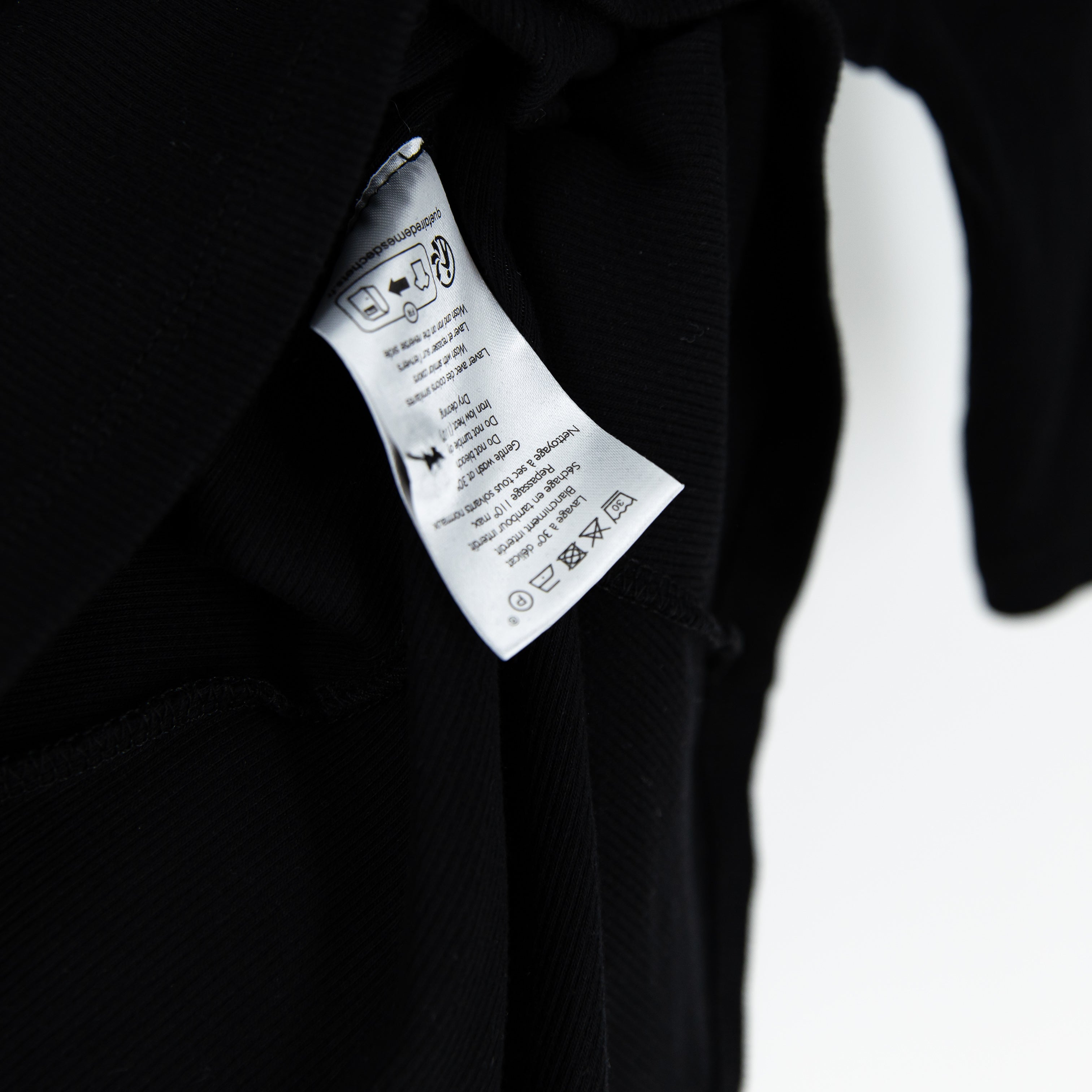 Sezane Cotton Stretch Ribbed Henley V Neck Quarter Sleeve Pullover Sweater Black
