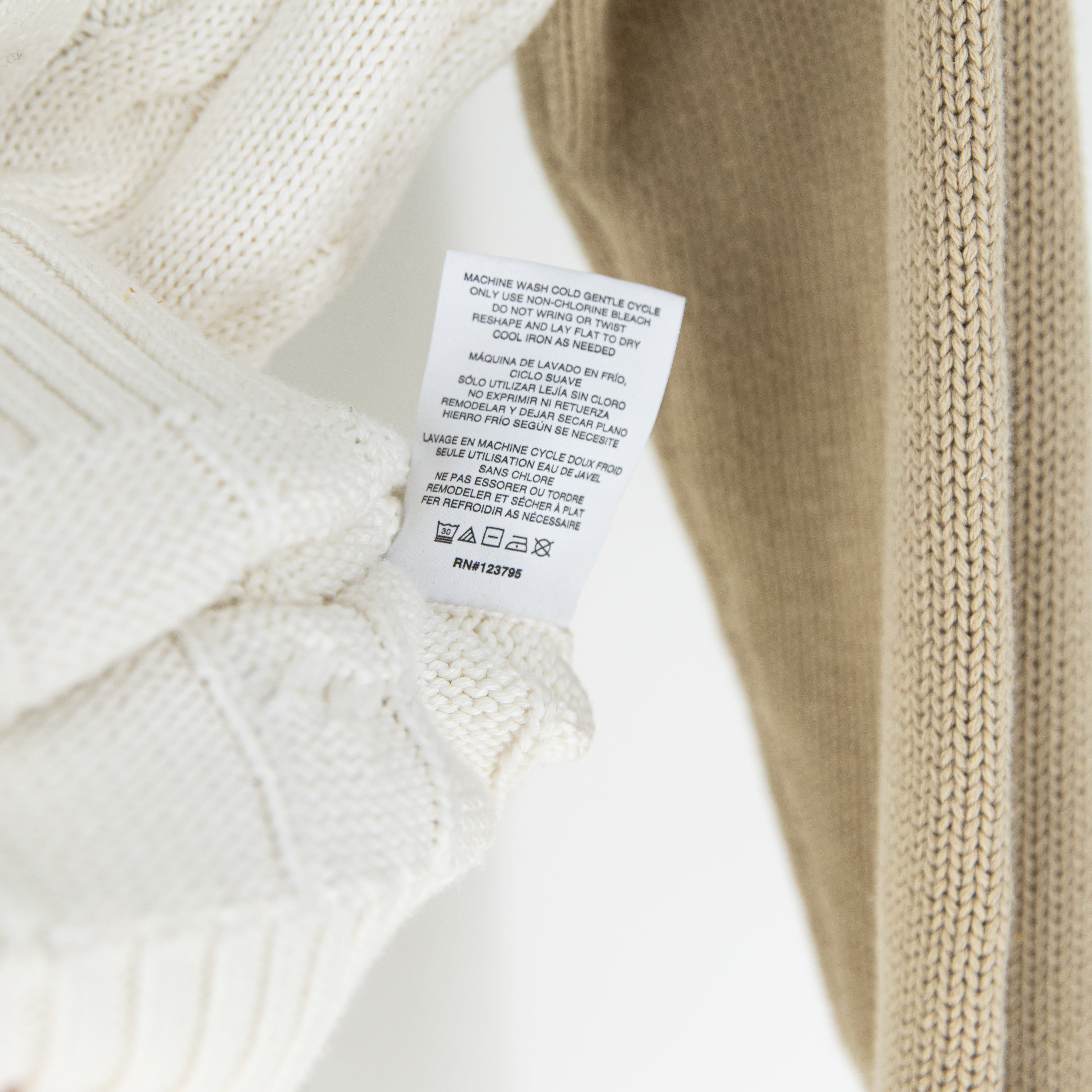 Alp N Rock Jordan 1/2 Zip Organic Soft Cotton Cable Knit Pullover Wheat White S