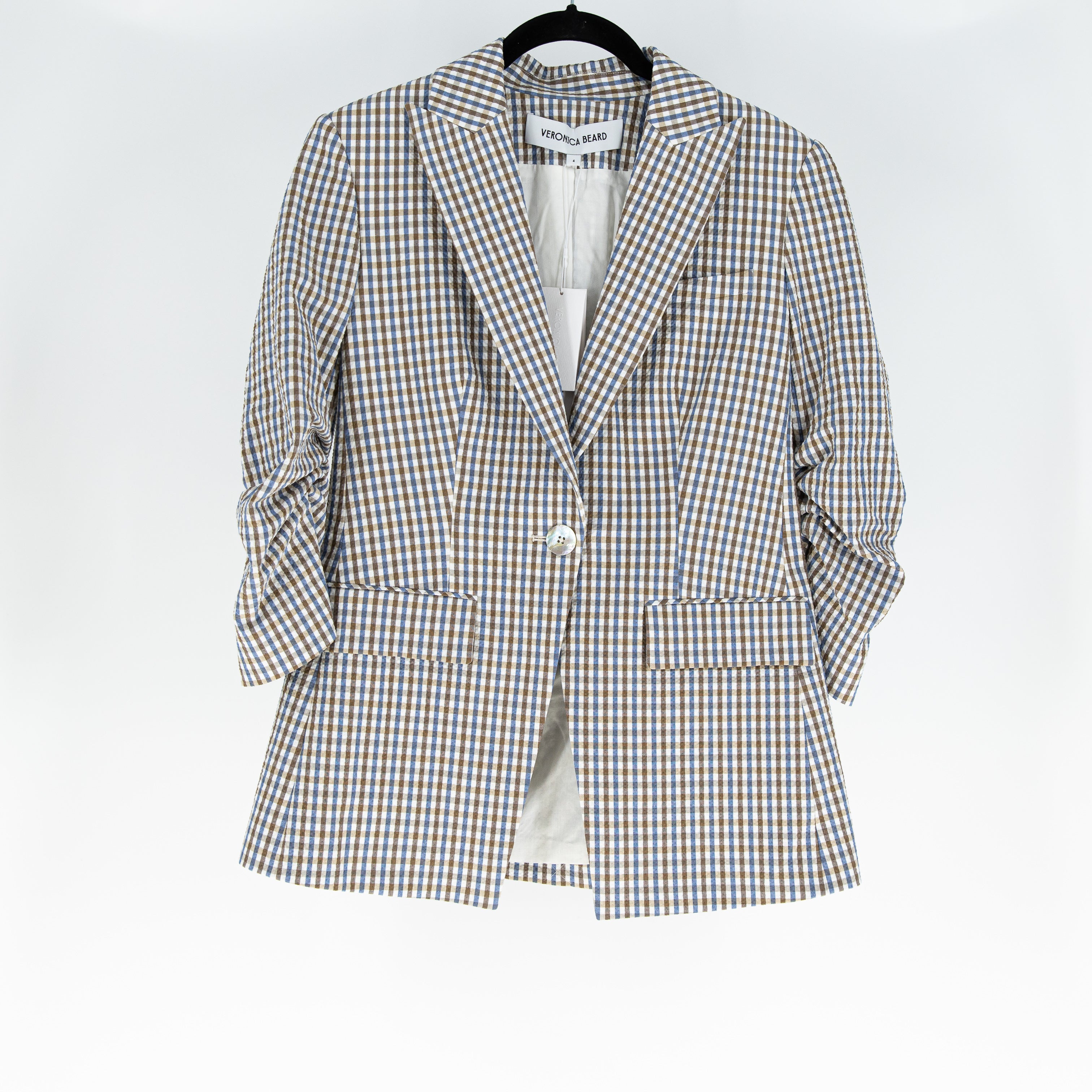 NEW Veronica Beard Clayton Dickey Cotton Seersucker Acorn Multi Blazer Jacket 4