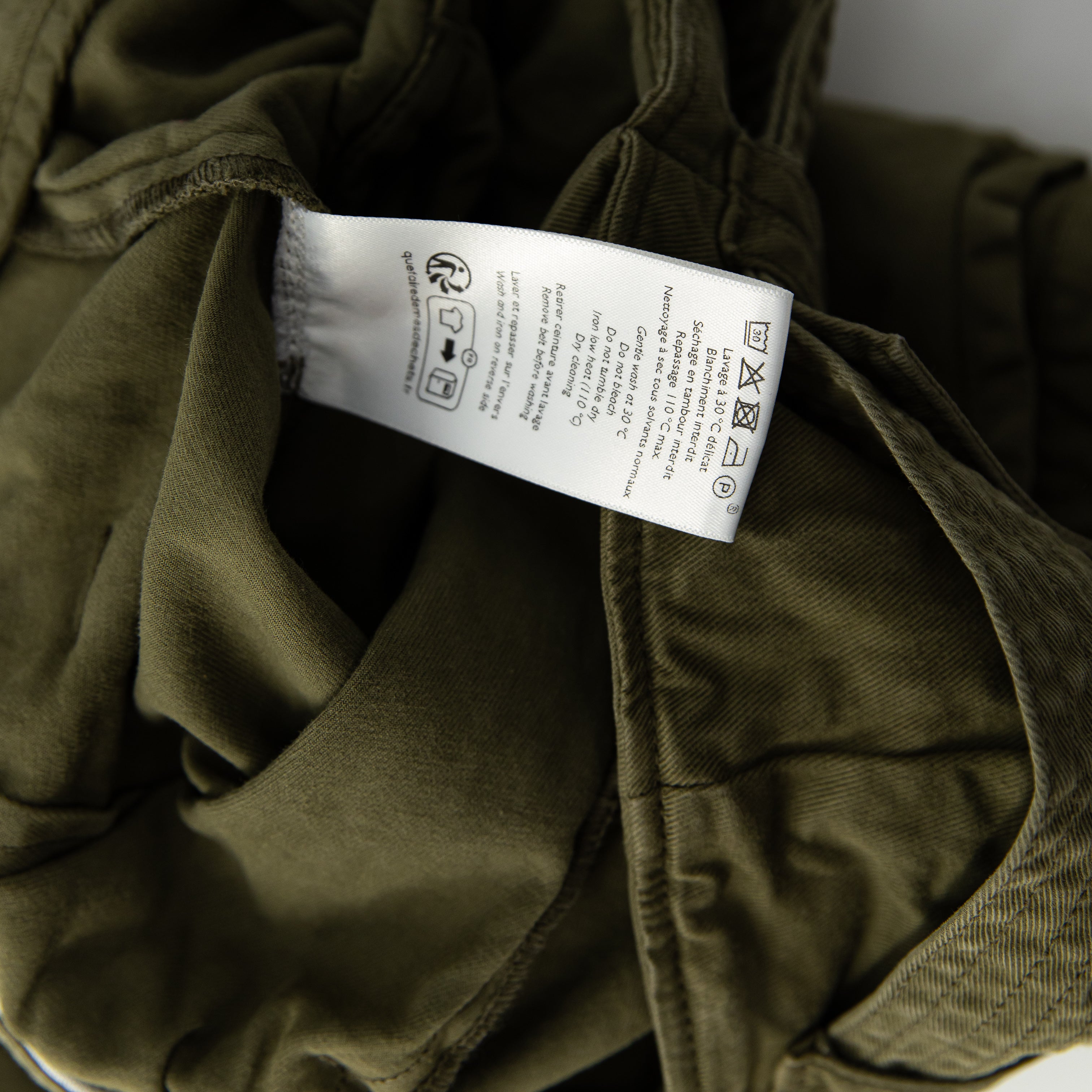 Sezane Women's Rome Cotton Stretch High Rise Casual Belted Shorts Olive Green S