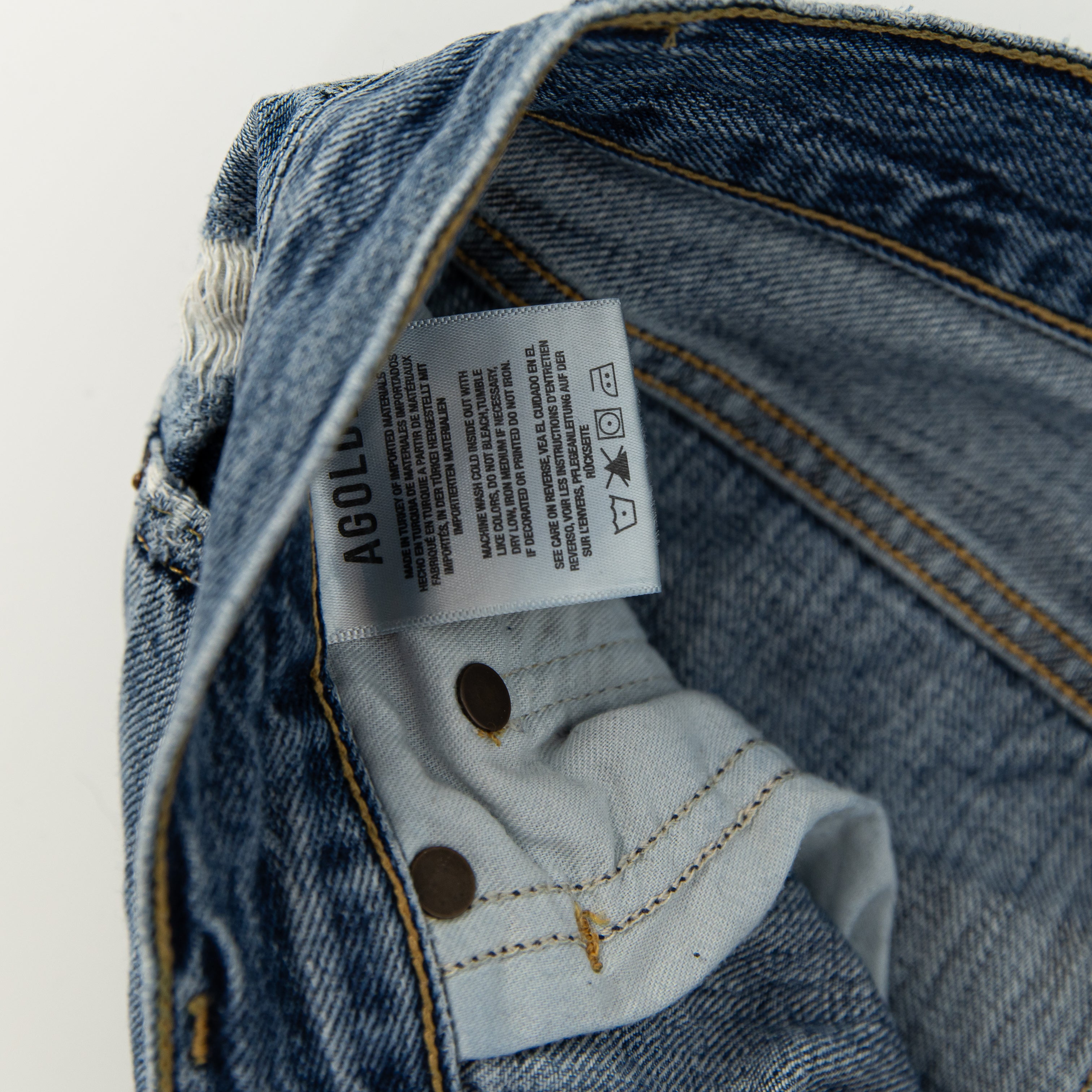 Agolde Denim Riley High Rise Straight Cotton Crop Distressed Jeans 27