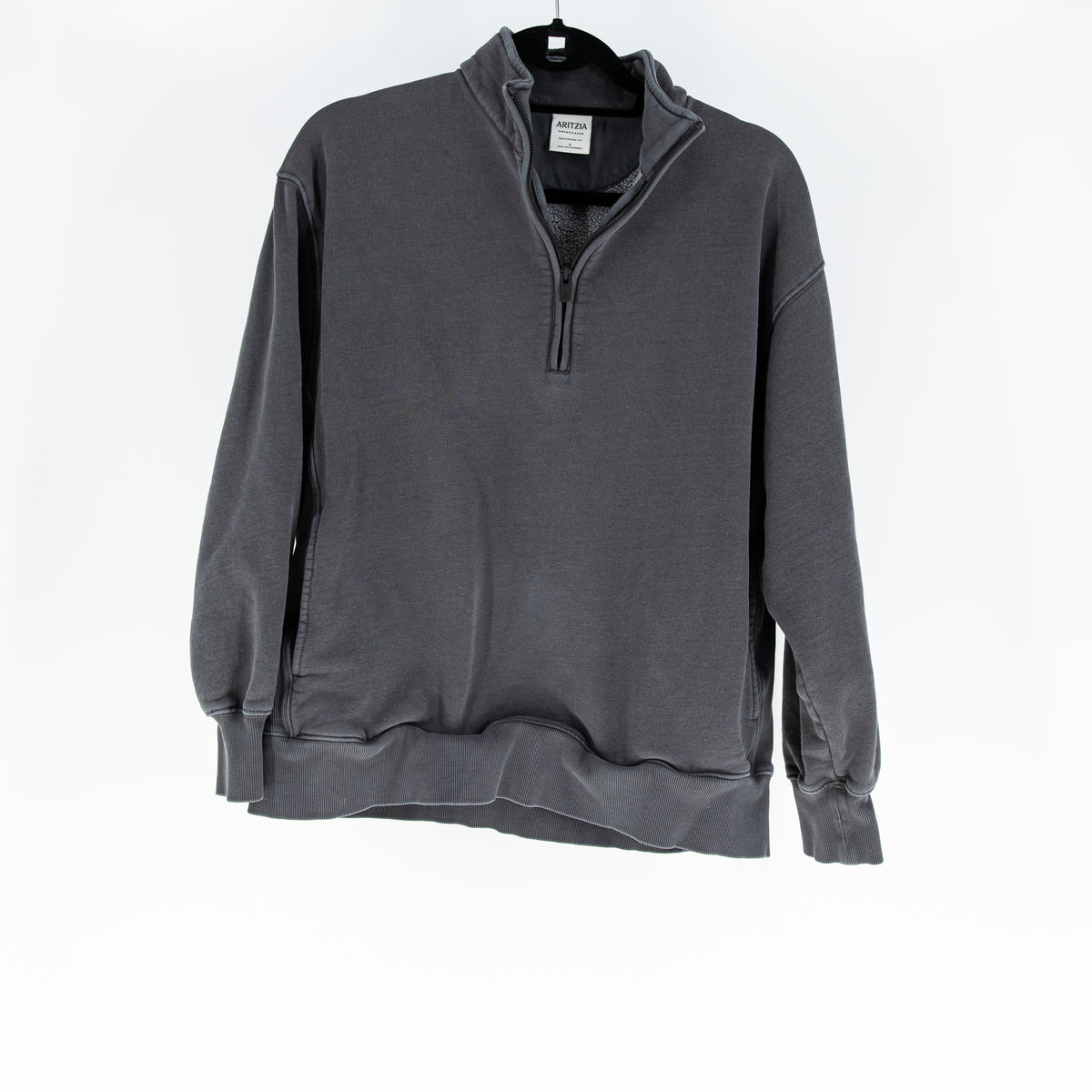 Aritzia Women's Sweatfleece Boyfriend Fit 1/2 Zip Pullover Cotton Sweatshirt S