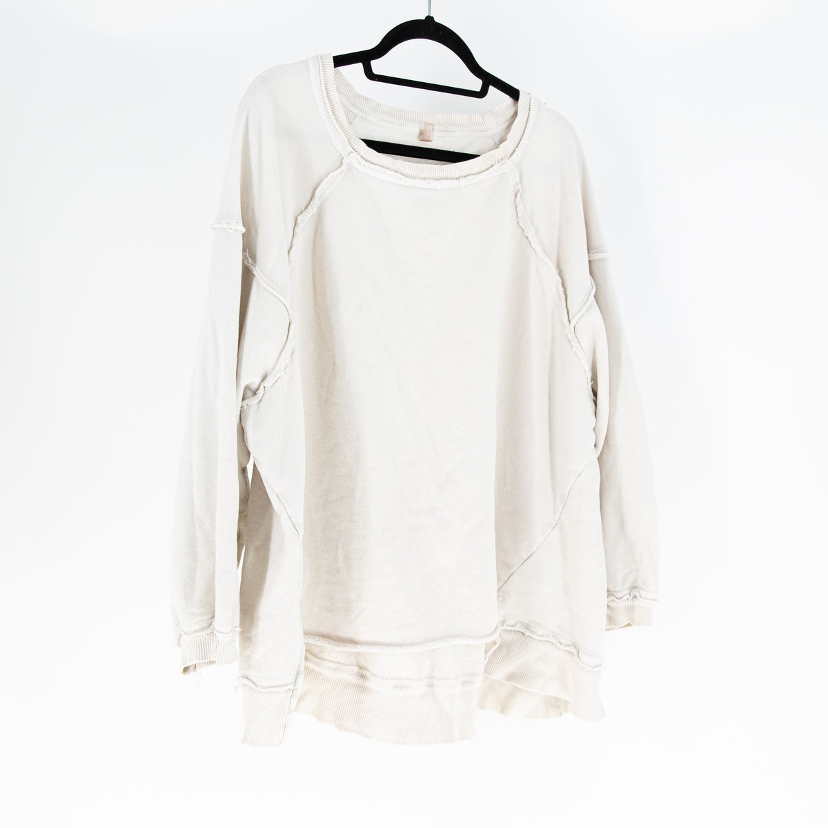 Free People One To Beat Cotton Terry Lined Oversized Off Shoulder Sweater Ivory