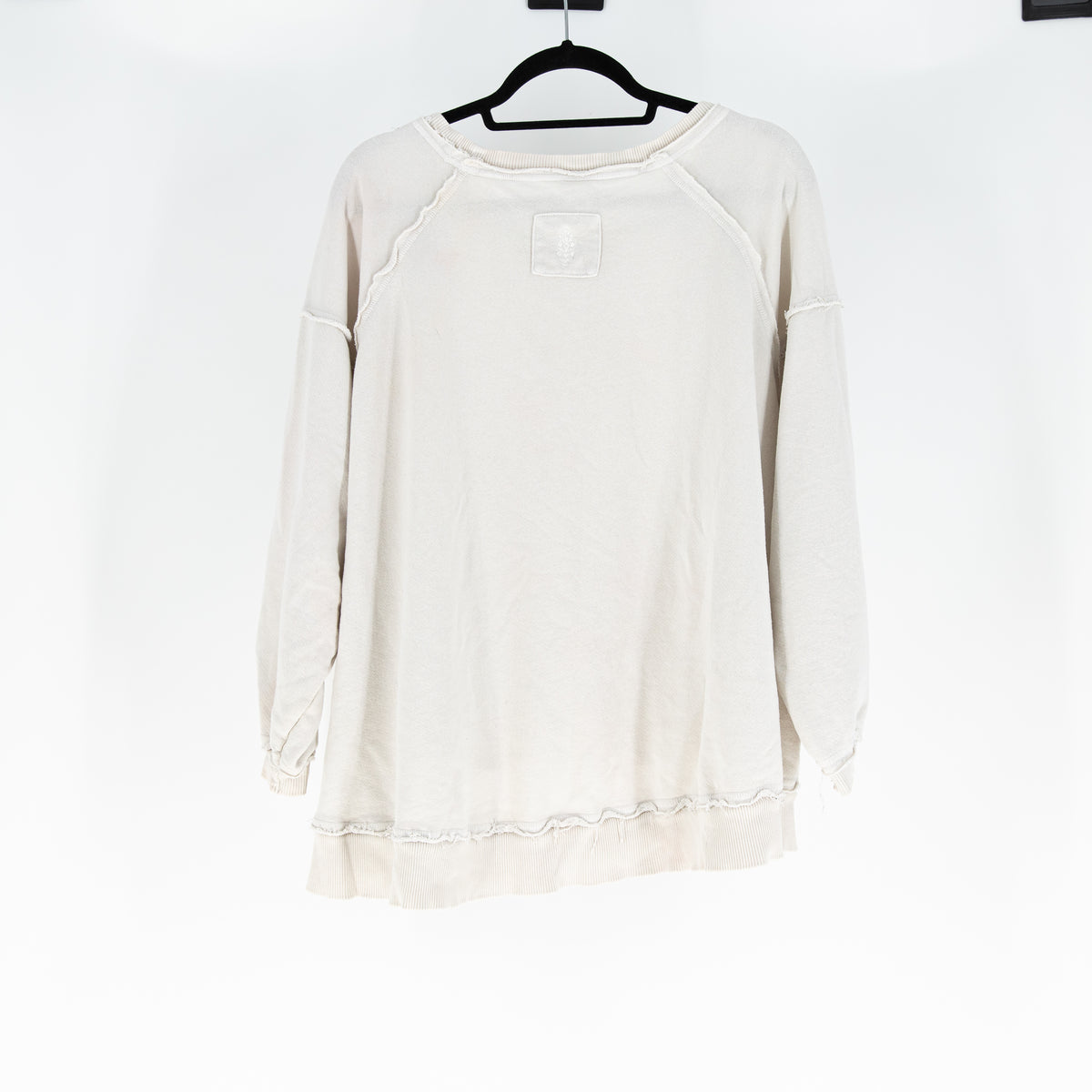 Free People One To Beat Cotton Terry Lined Oversized Off Shoulder Sweater Ivory