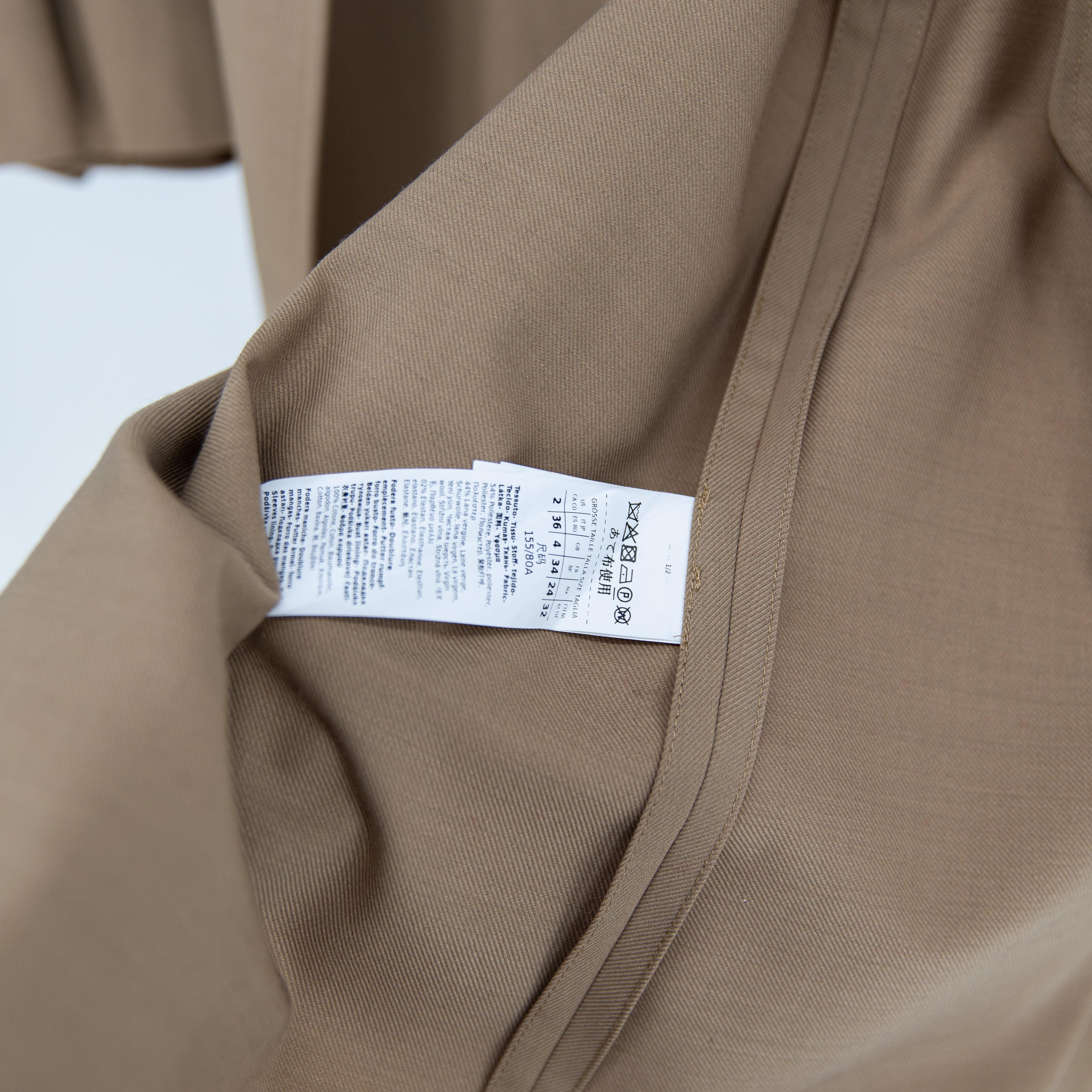 Max Mara Women's Wool Blend Double Breasted Trench Coat Jacket Neutral 2