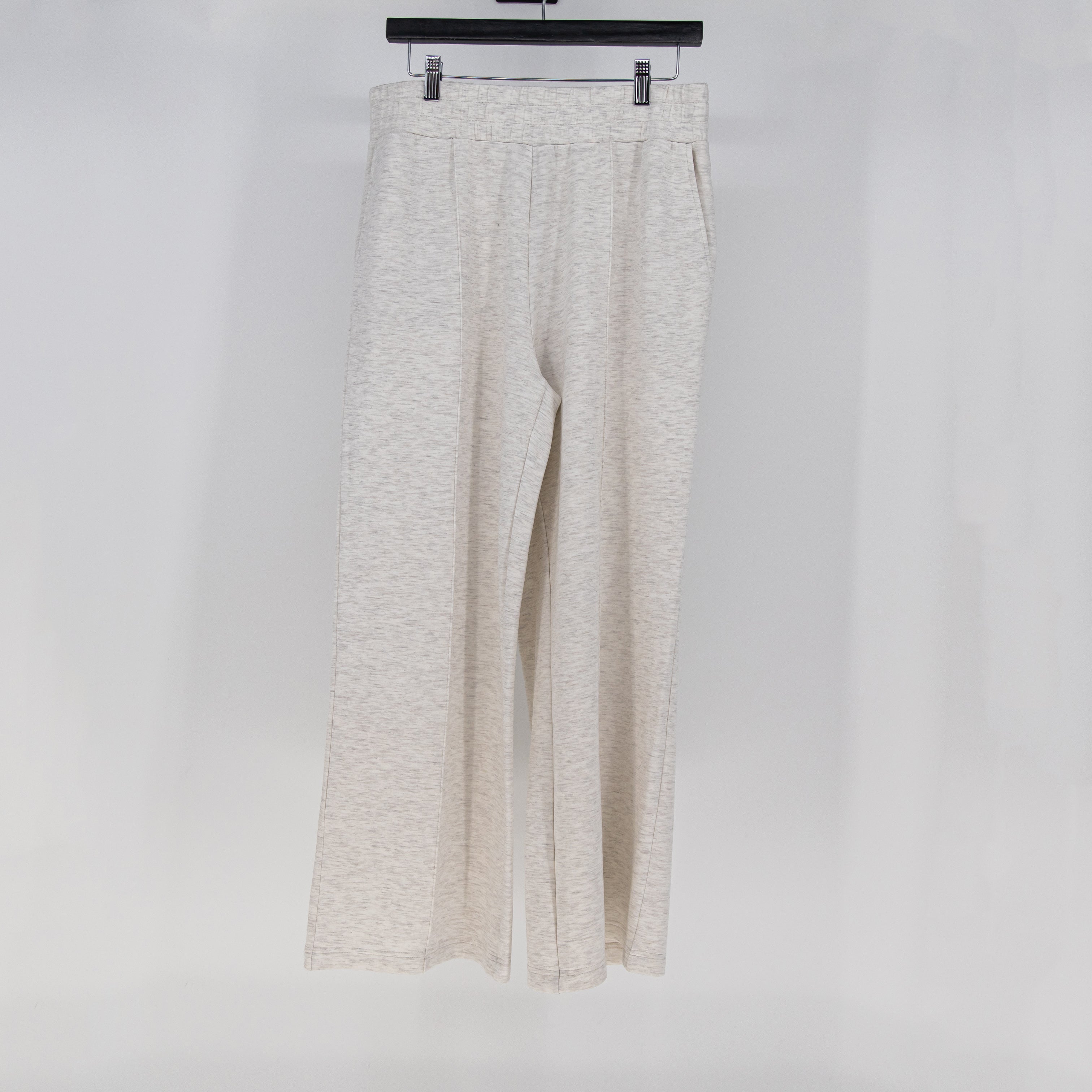 NEW Varley Women's The Wide Leg Knit Stretch Sweat Pants 28" Ivory Marl Large